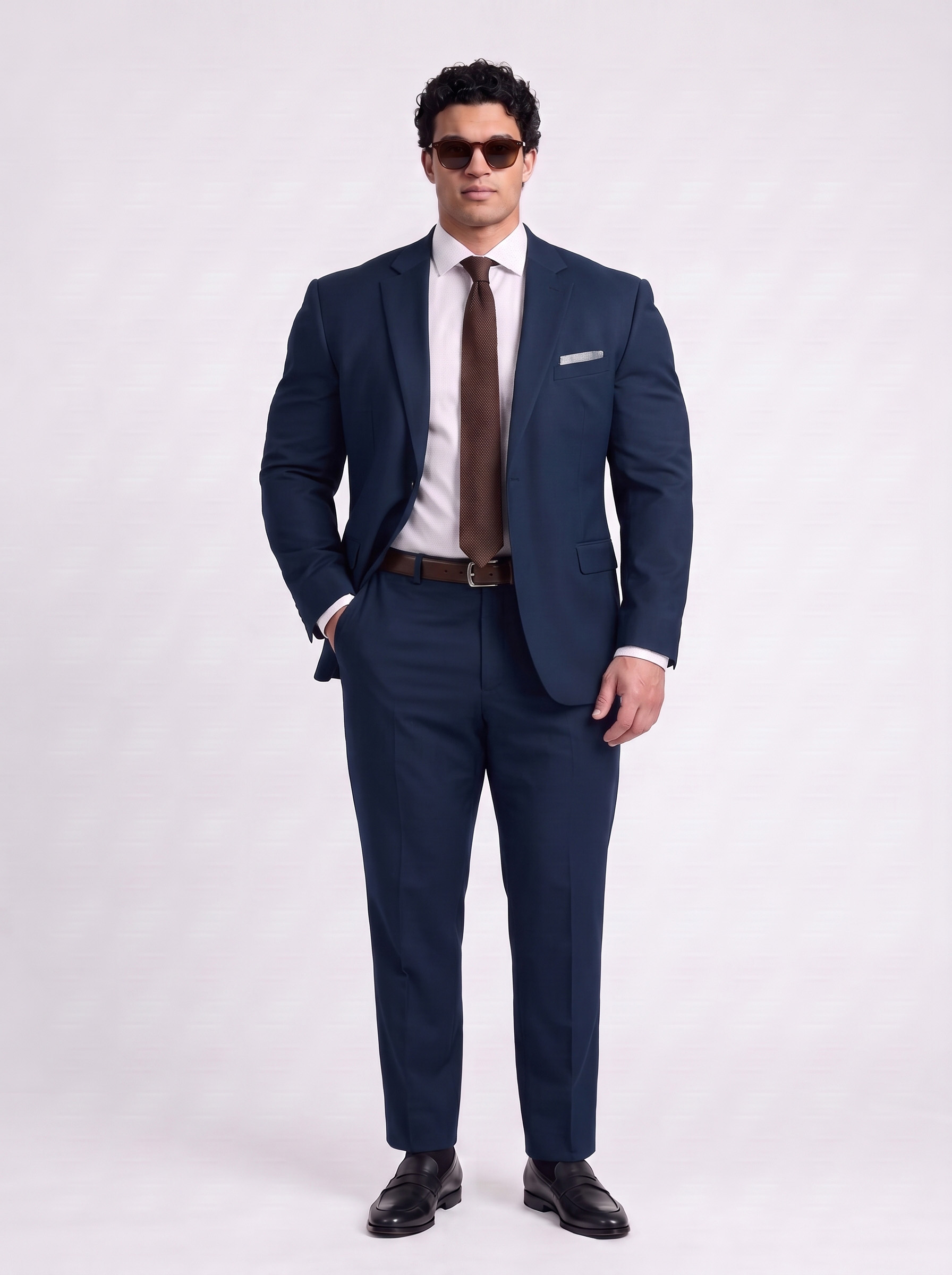 Big and Tall Men's Navy Blue Suit Set