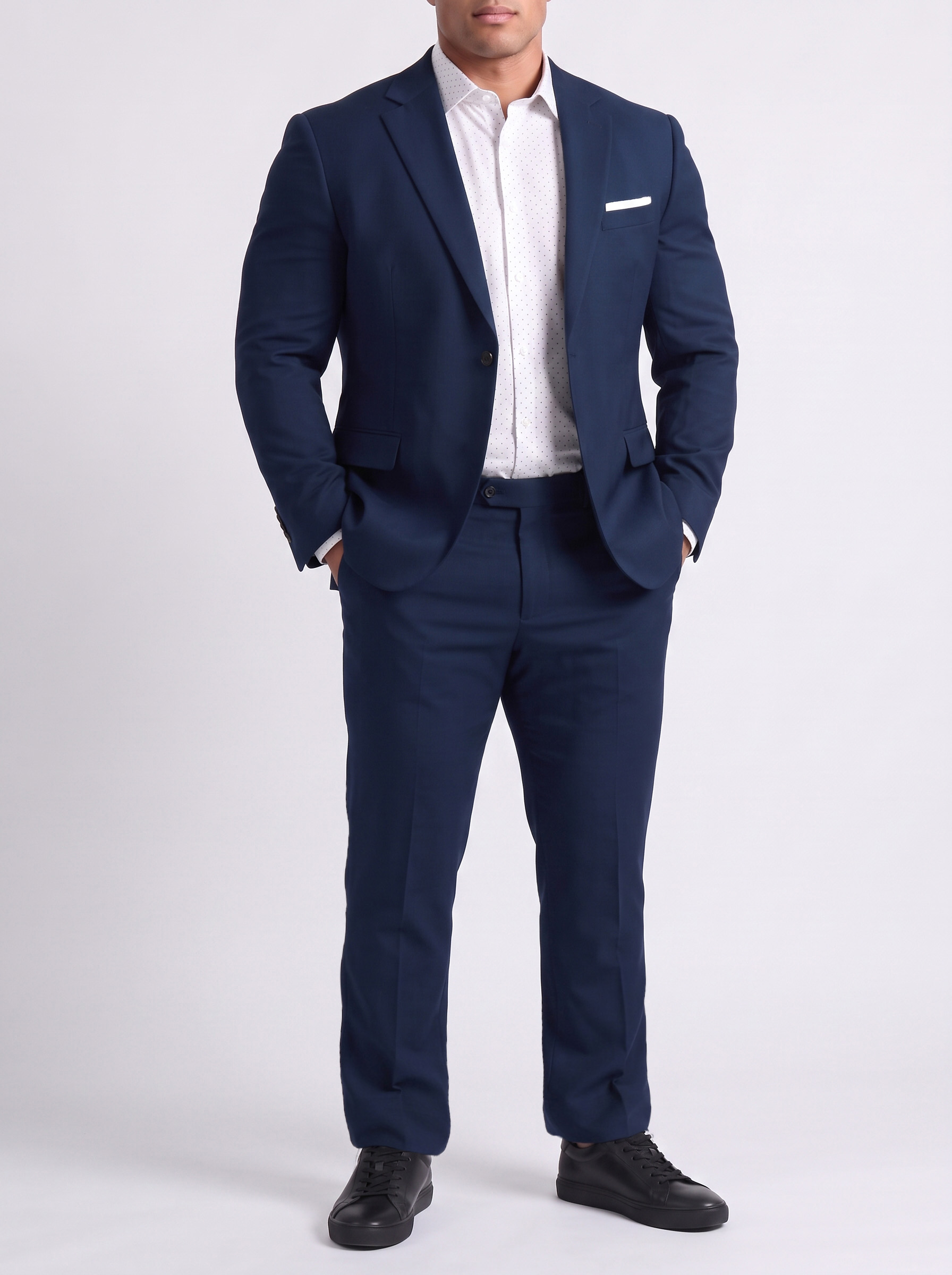Big and Tall Men's Navy Blue Suit Set