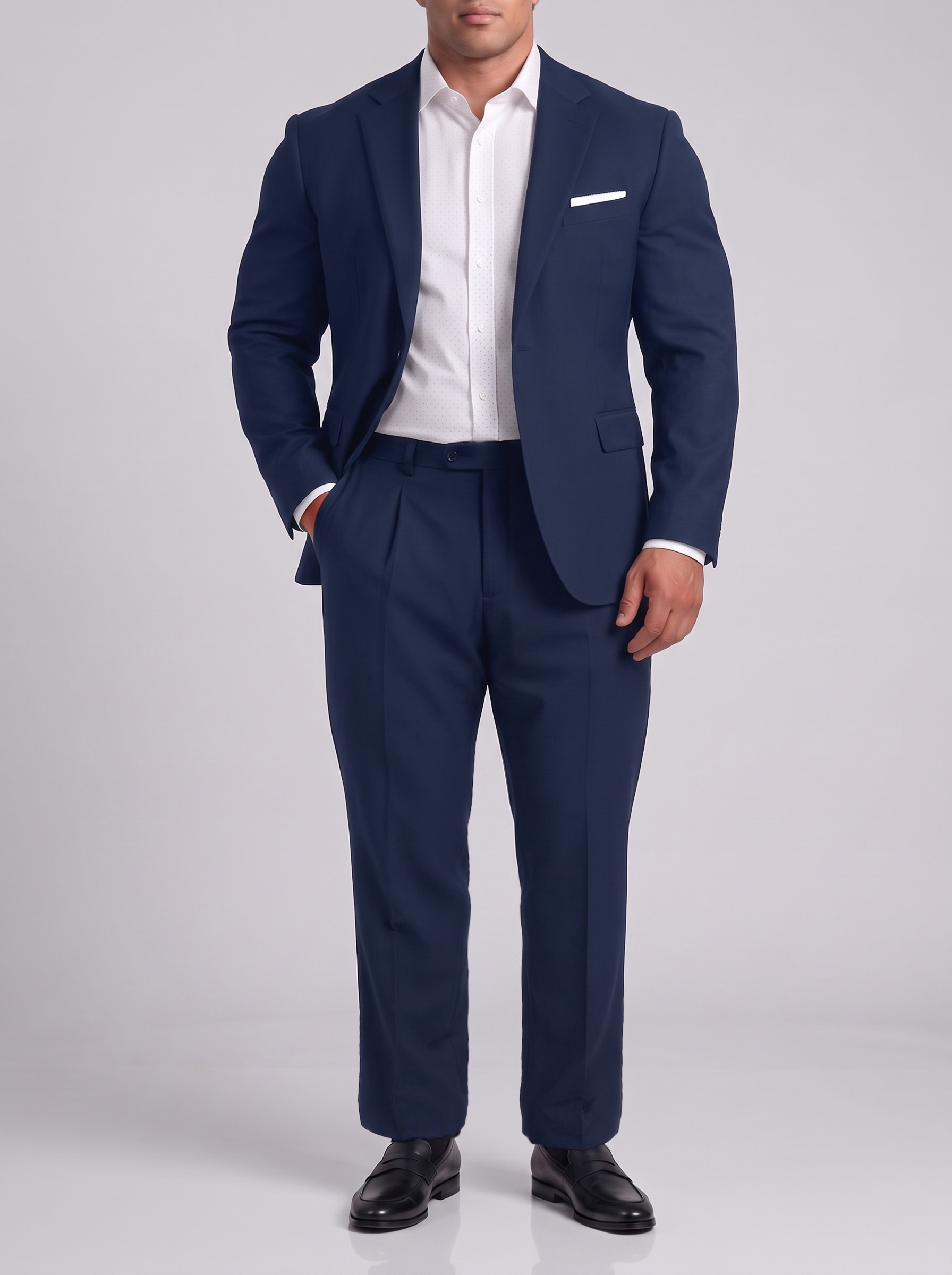 Big and Tall Men's Navy Blue Suit Set