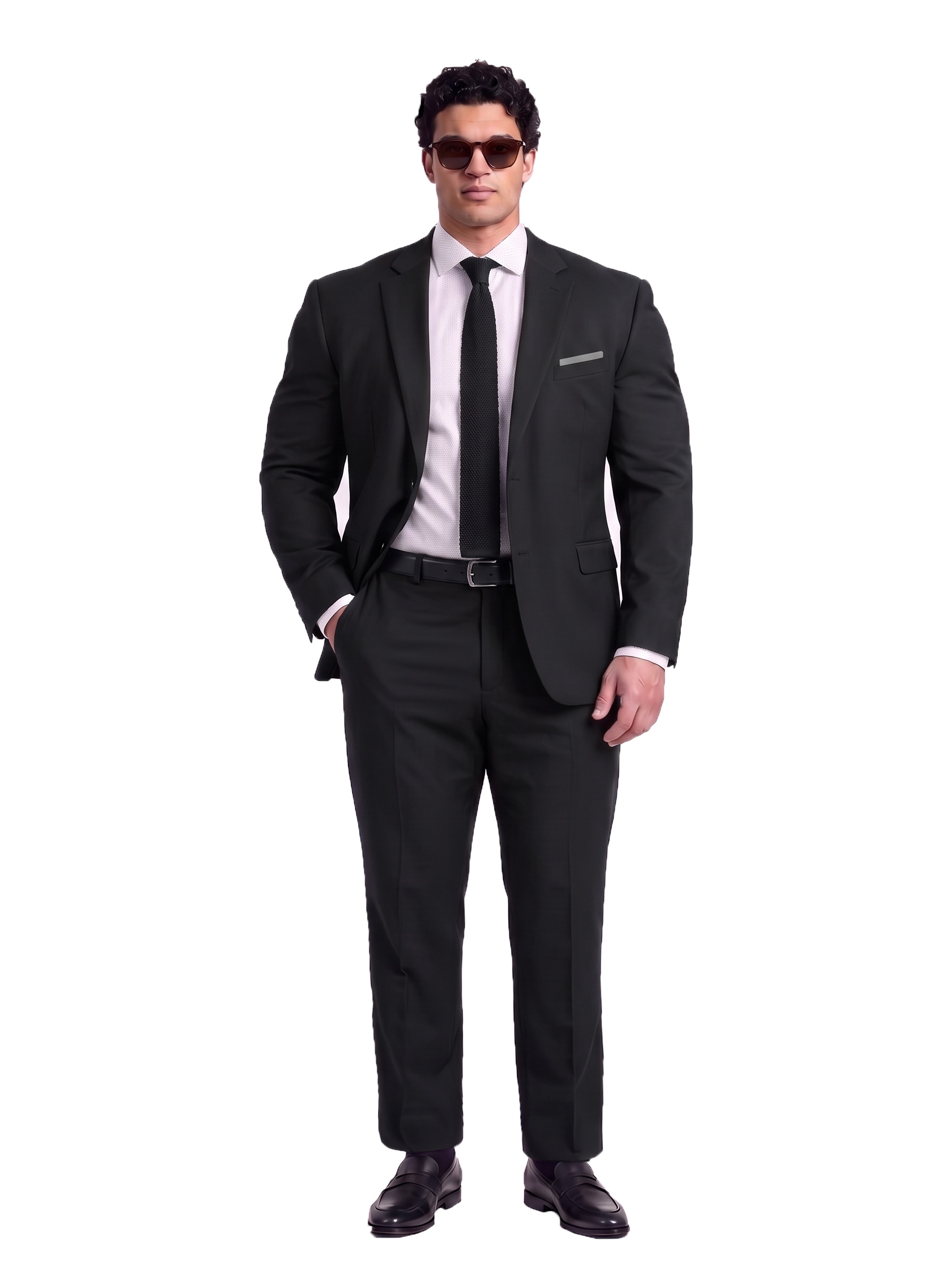 Big and Tall Men's Charcoal black Suit Set
