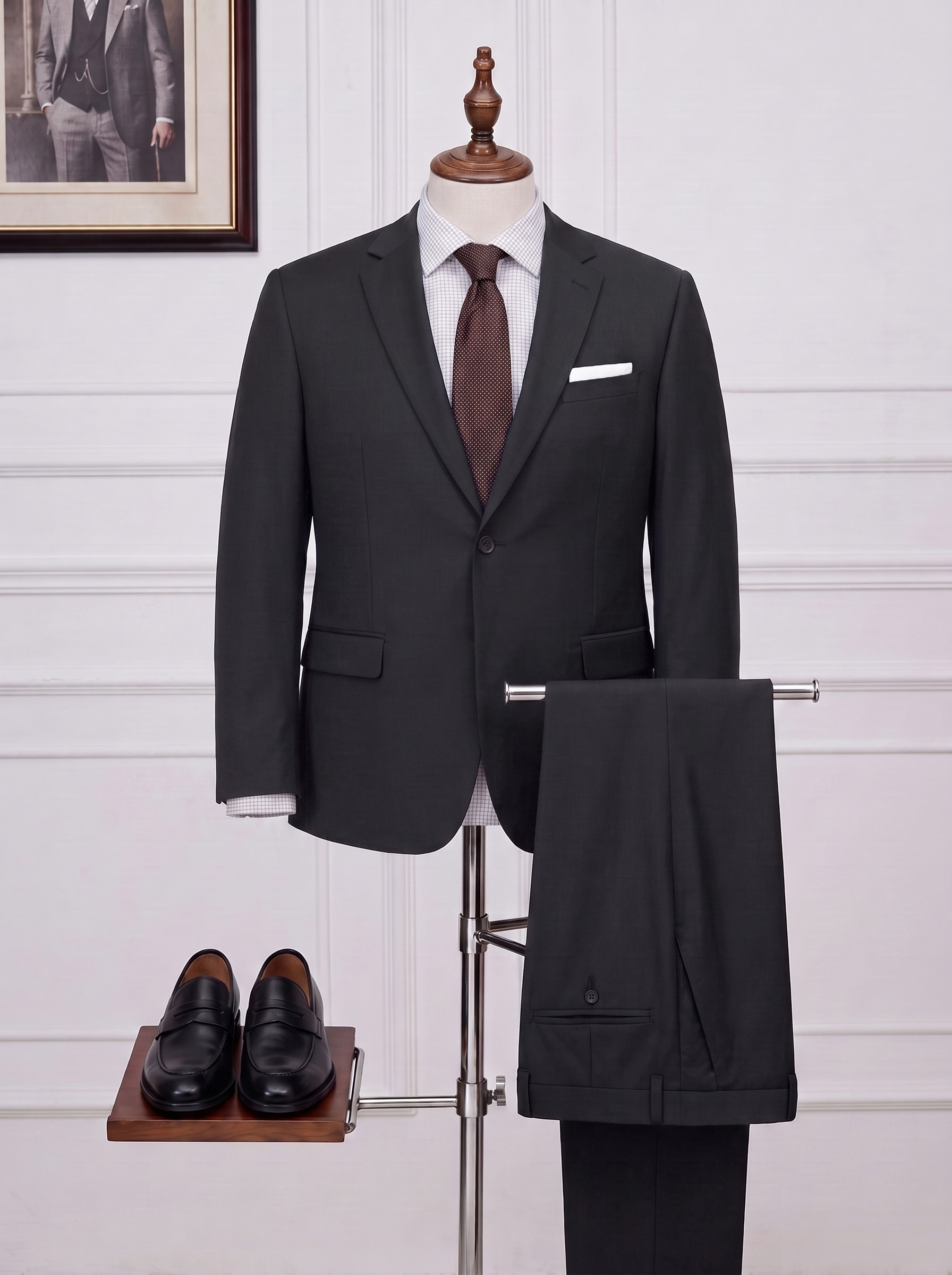 Big and Tall Men's Charcoal black Suit Set