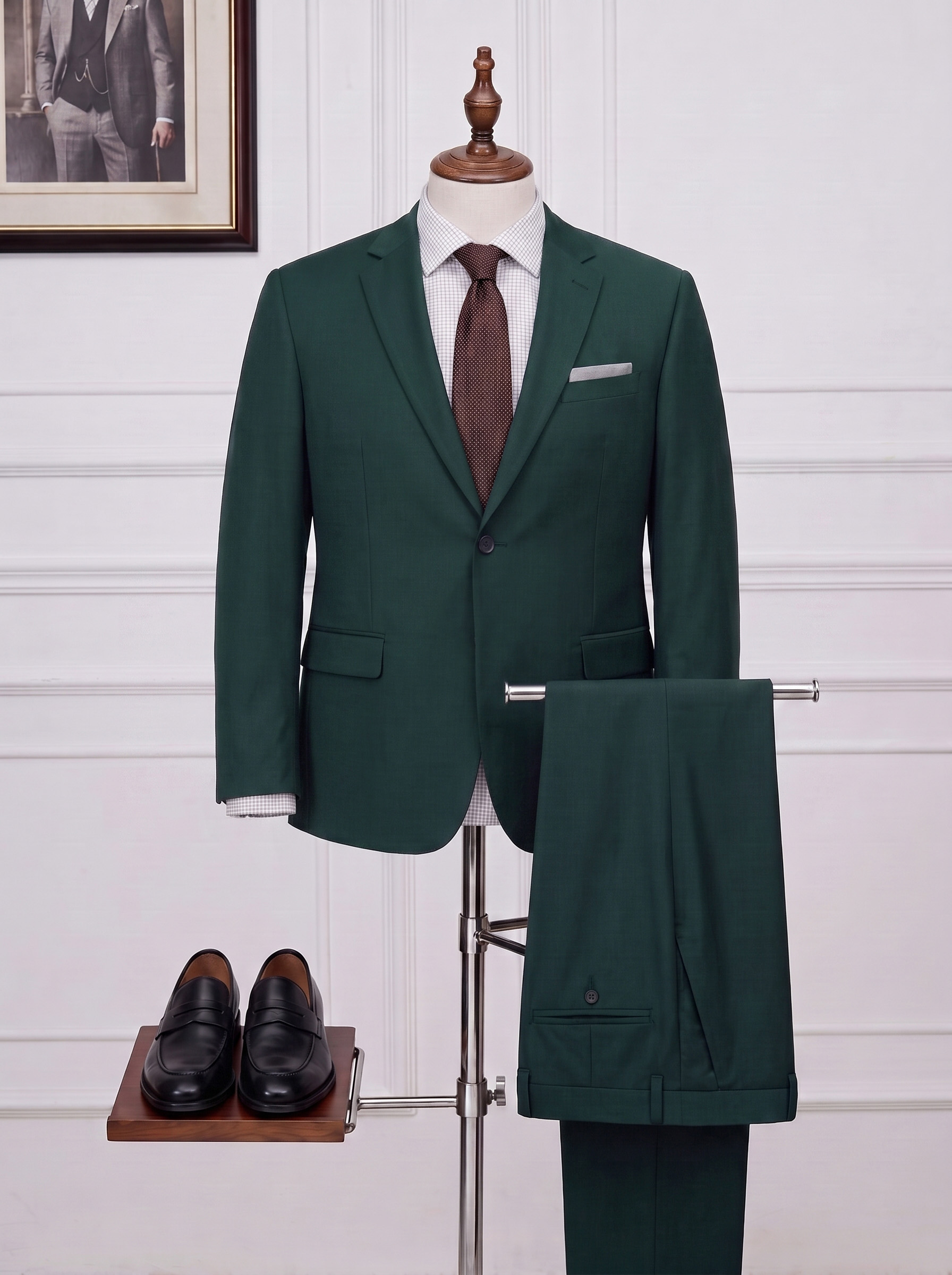 Big and Tall Men's Dark Green Suit Set