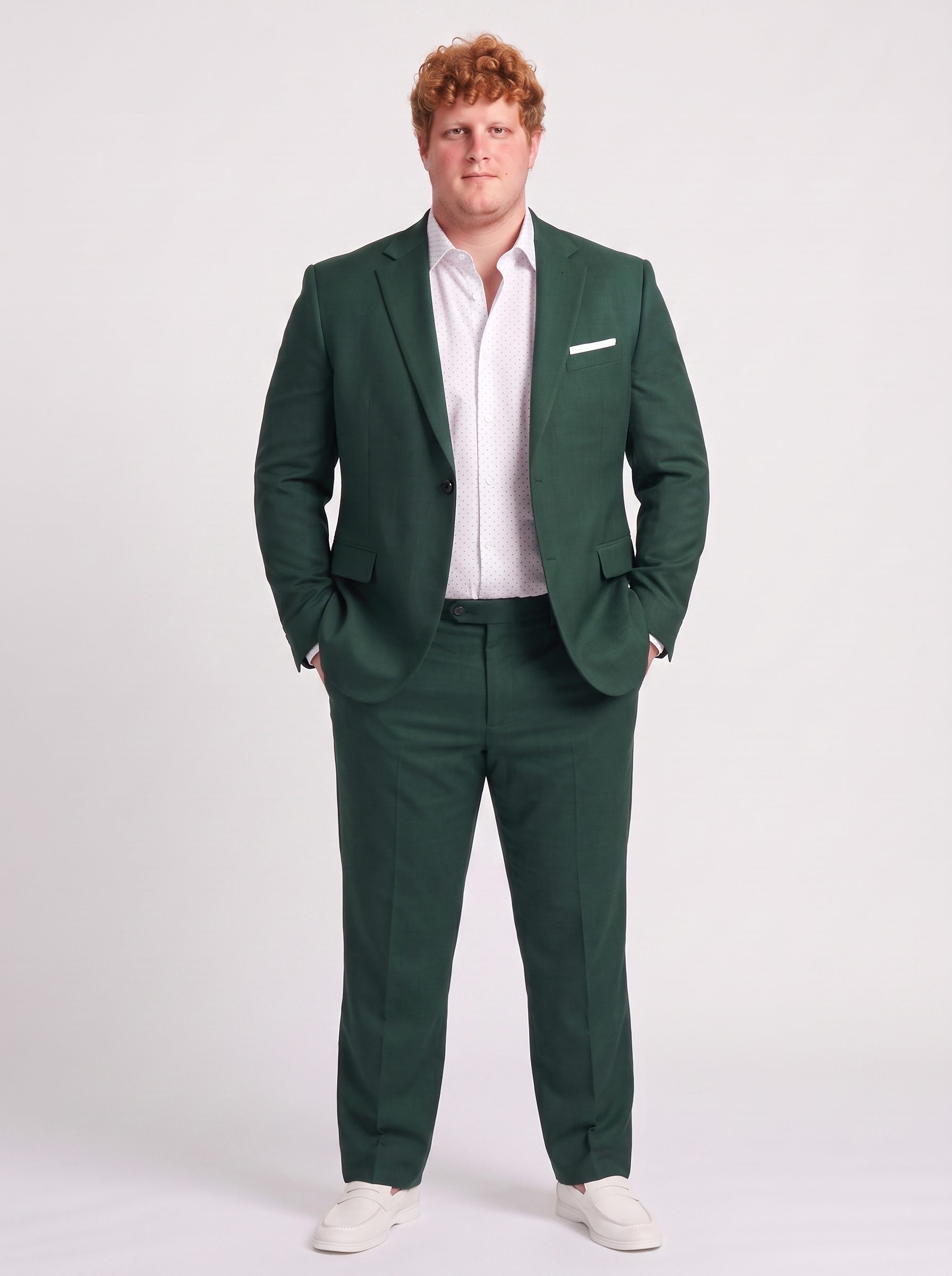 Big and Tall Men's Dark Green Suit Set