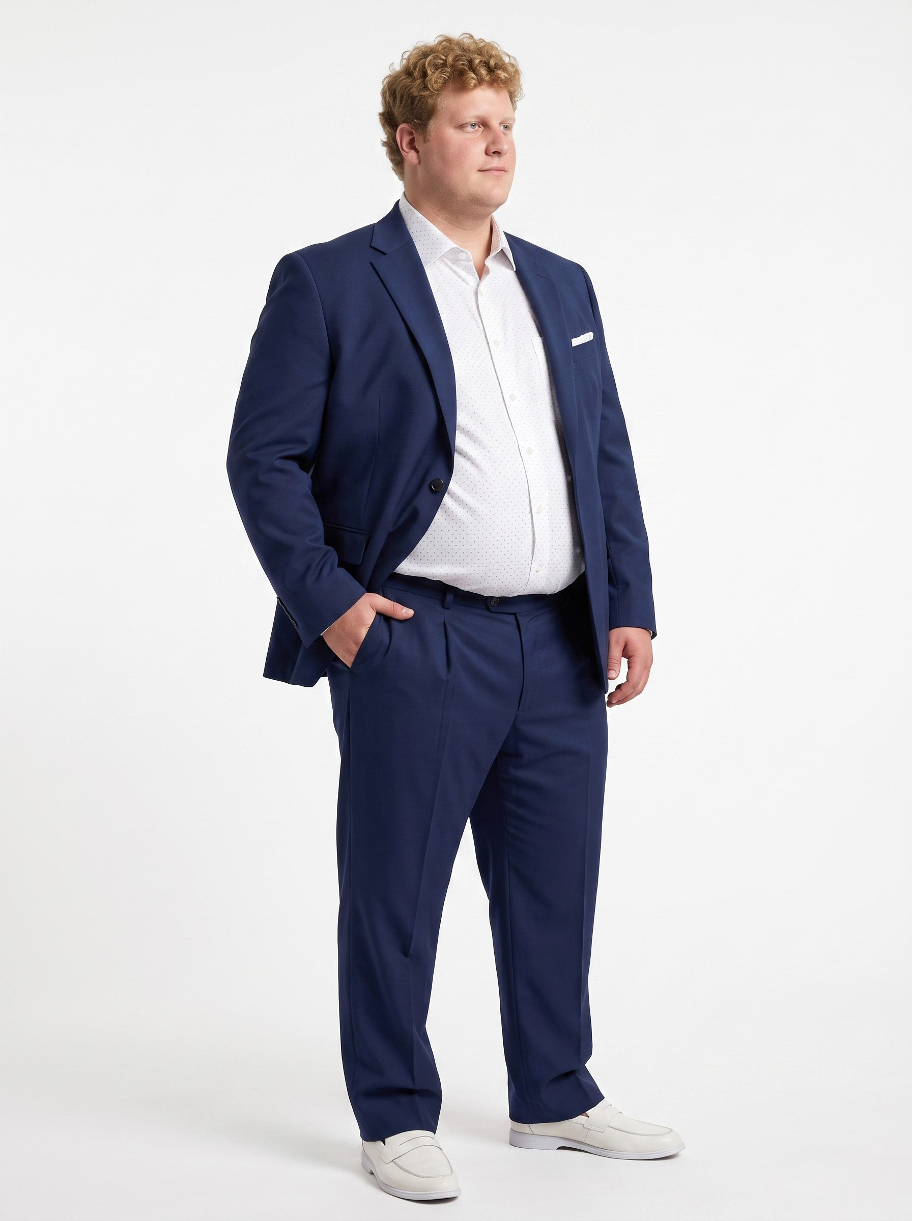 Big and Tall Men's Navy Blue Suit Set