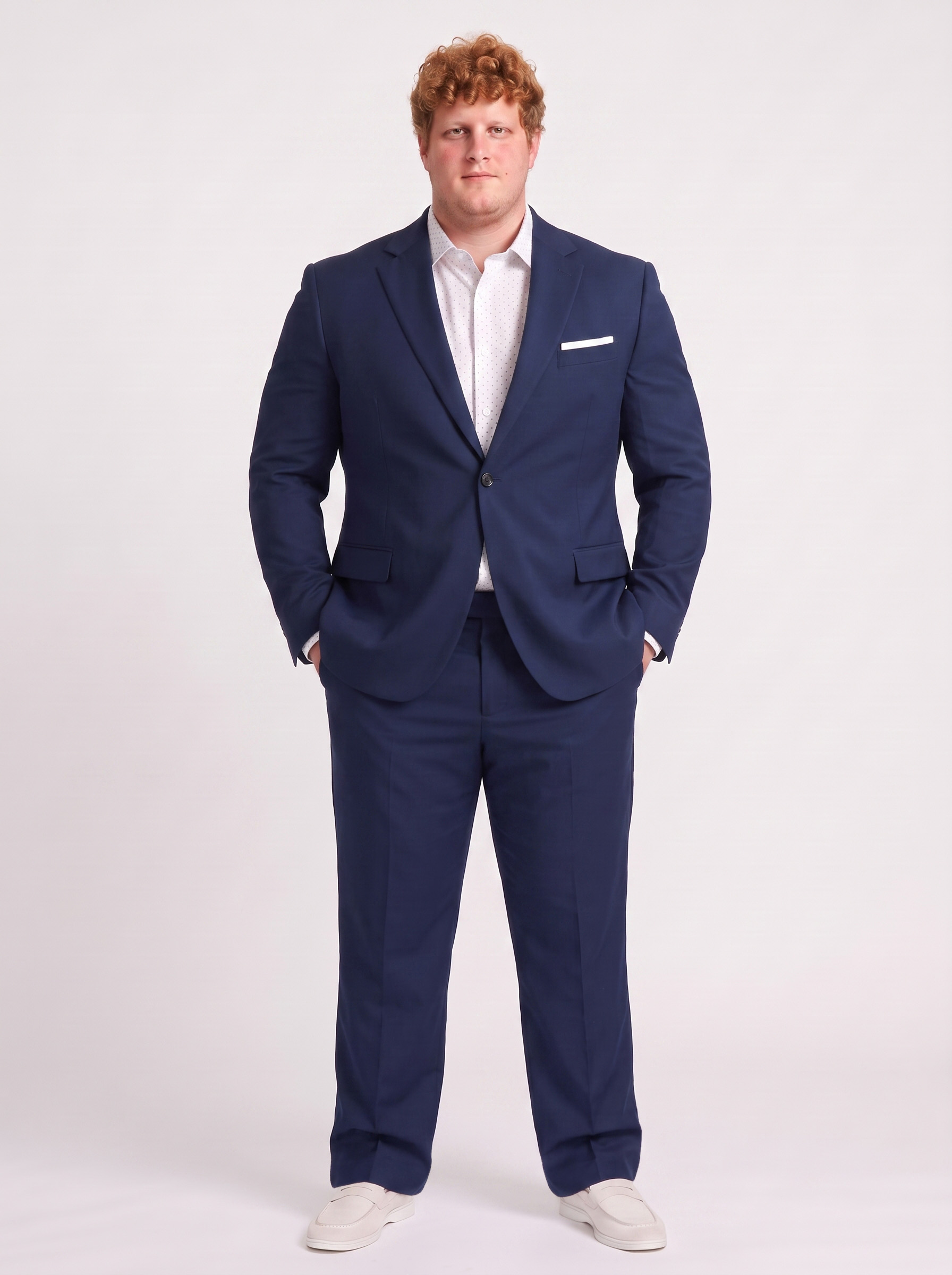 Big and Tall Men's Navy Blue Suit Set
