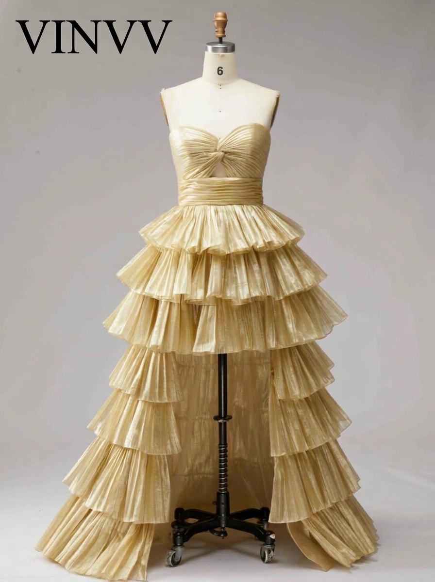 [Vinvv] SPU - 608S40LF001 Tiered High‑Low Evening Gown