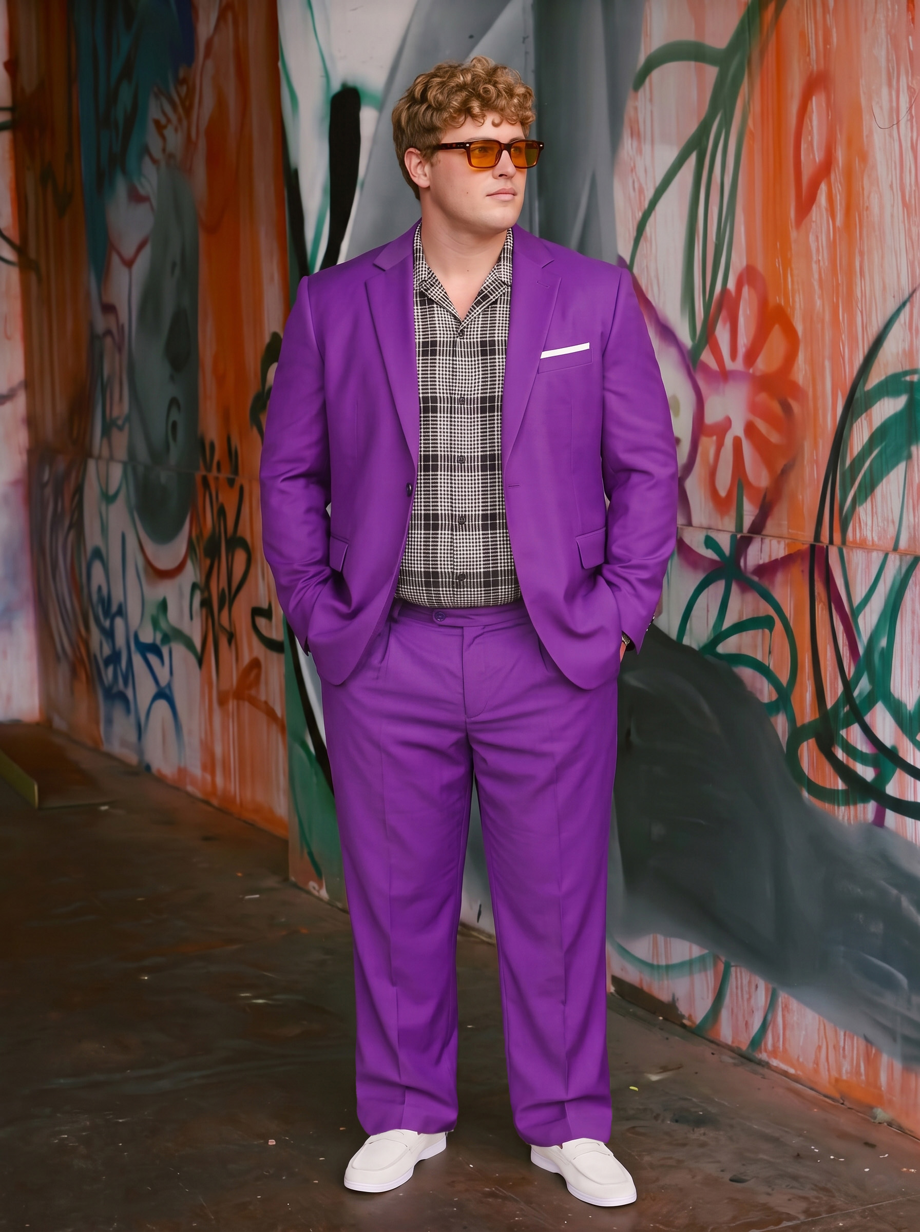 Big and Tall Men's Violet Suit Set