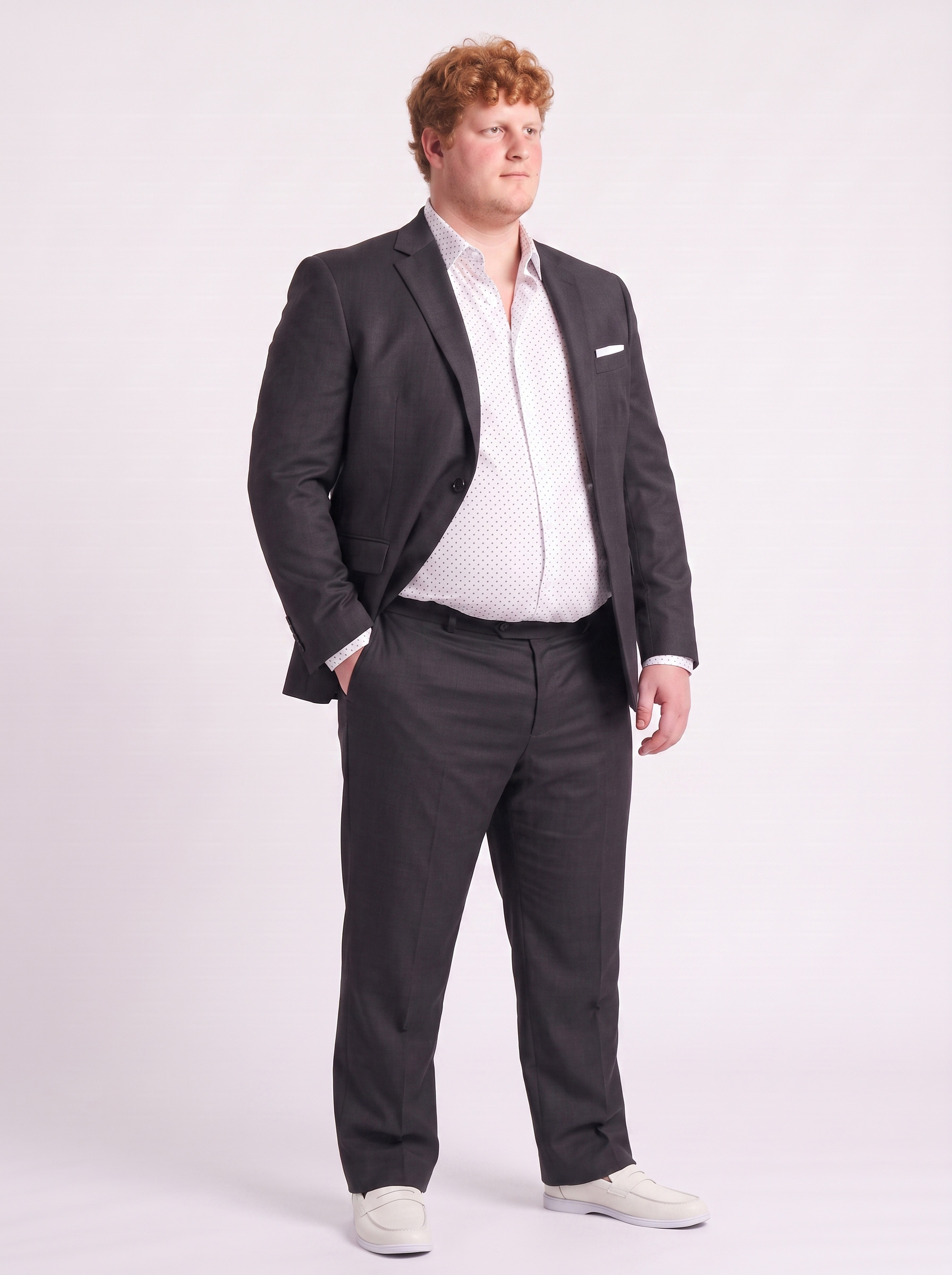 Big and Tall Men's Charcoal black Suit Set