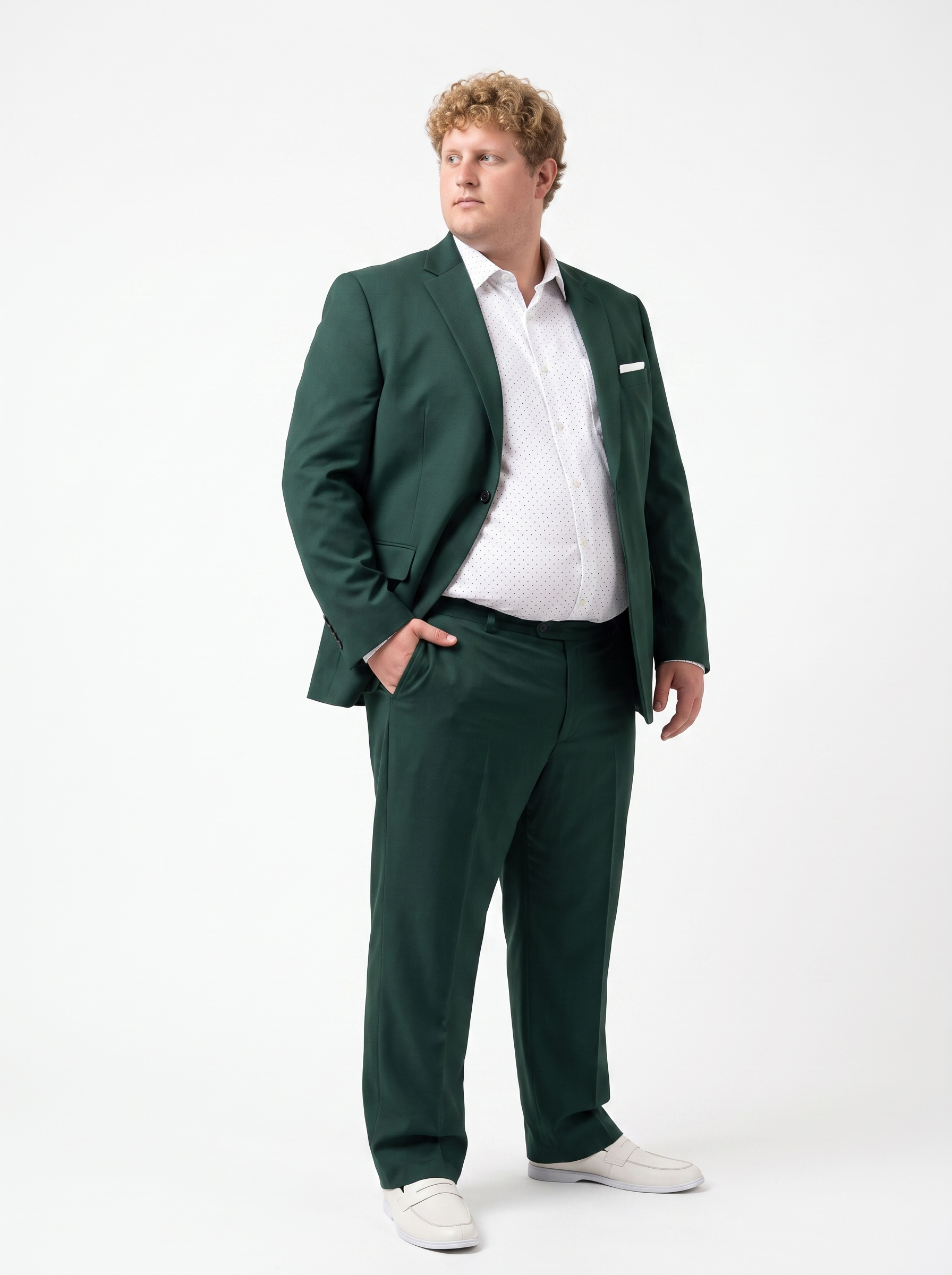 Big and Tall Men's Dark Green Suit Set