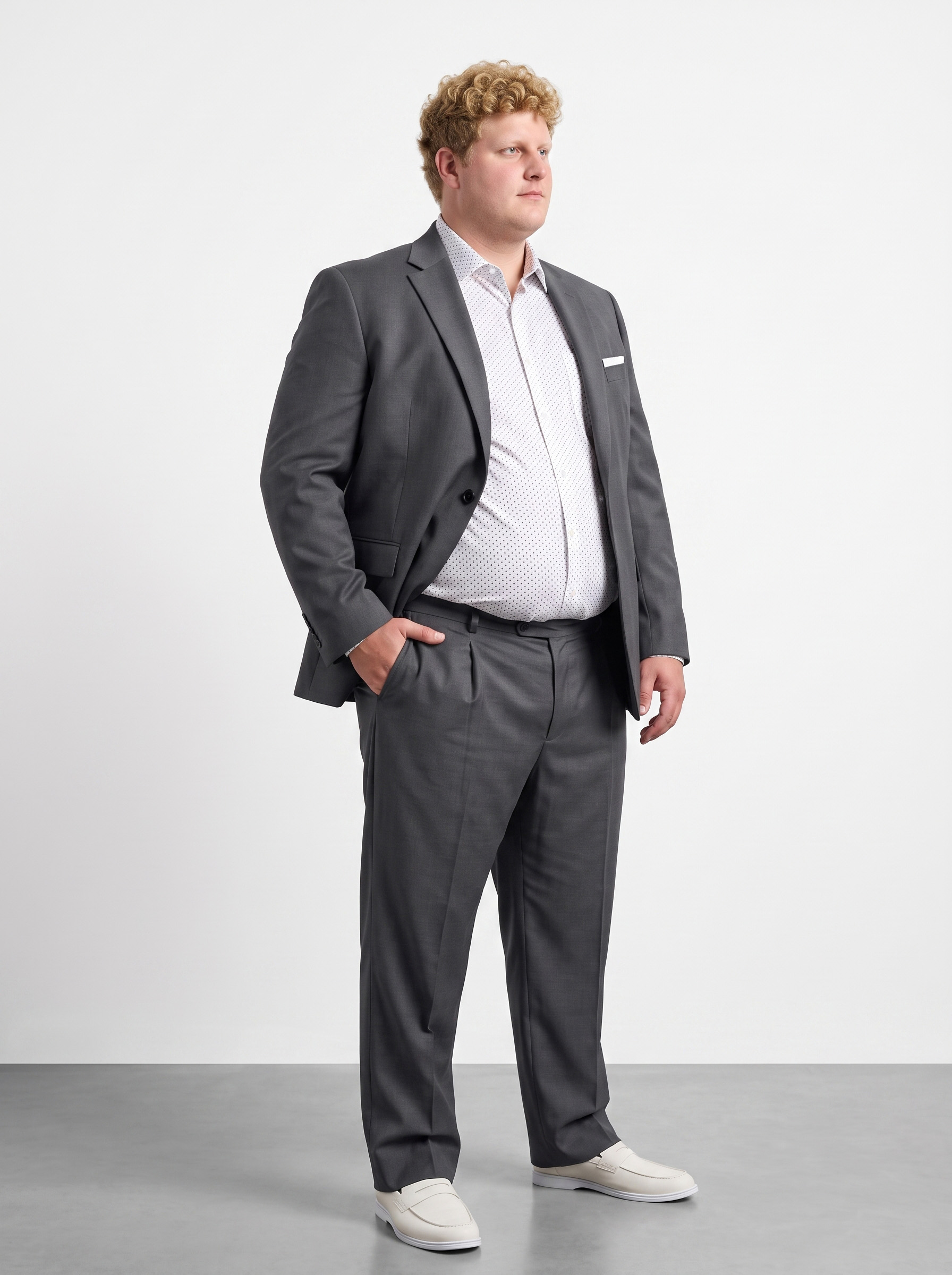 Big and Tall Men's Grey Suit Set