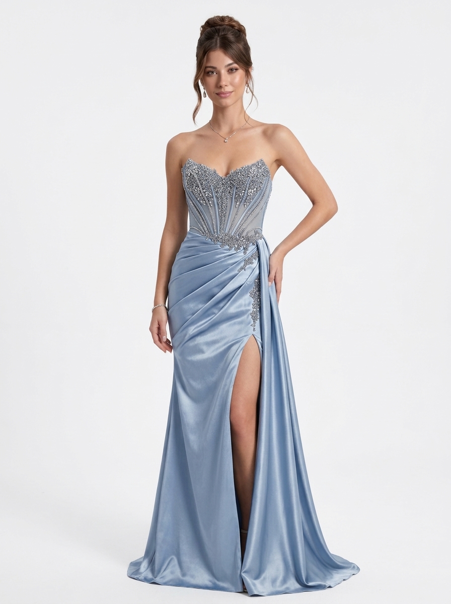 SPU - 608S20LF024 Beaded Corset Slit Evening Collection