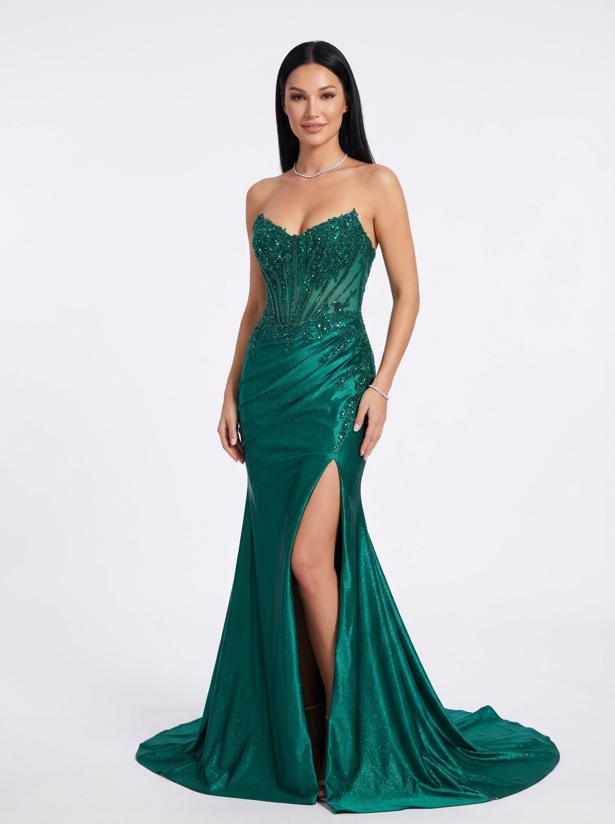 SPU - 608S20LF025 Emerald Corset Mermaid Dress