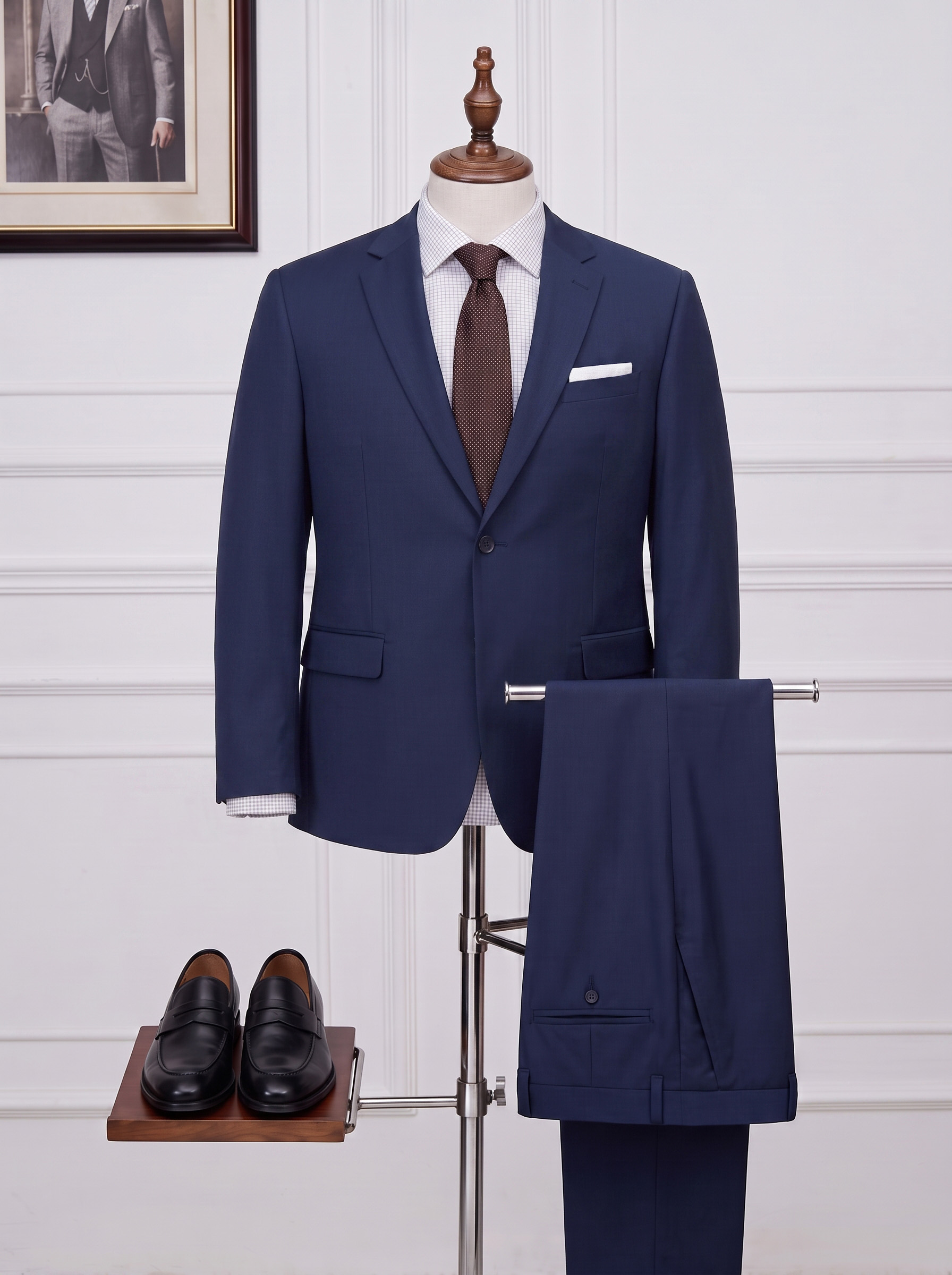 Big and Tall Men's Navy Blue Suit Set