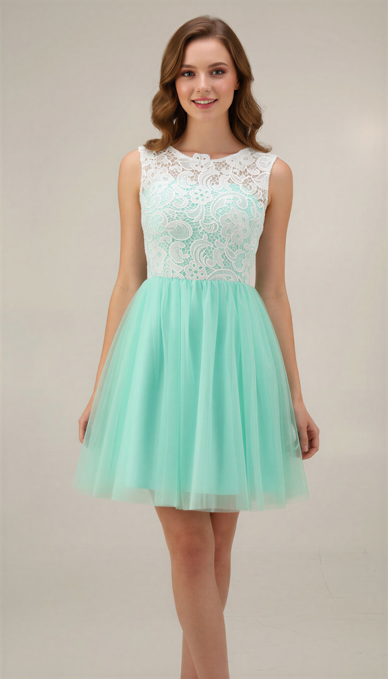 Elegant Tulle Homecoming Dress - Short Lace Embroidered Prom Gown with Illusion Boat Neck