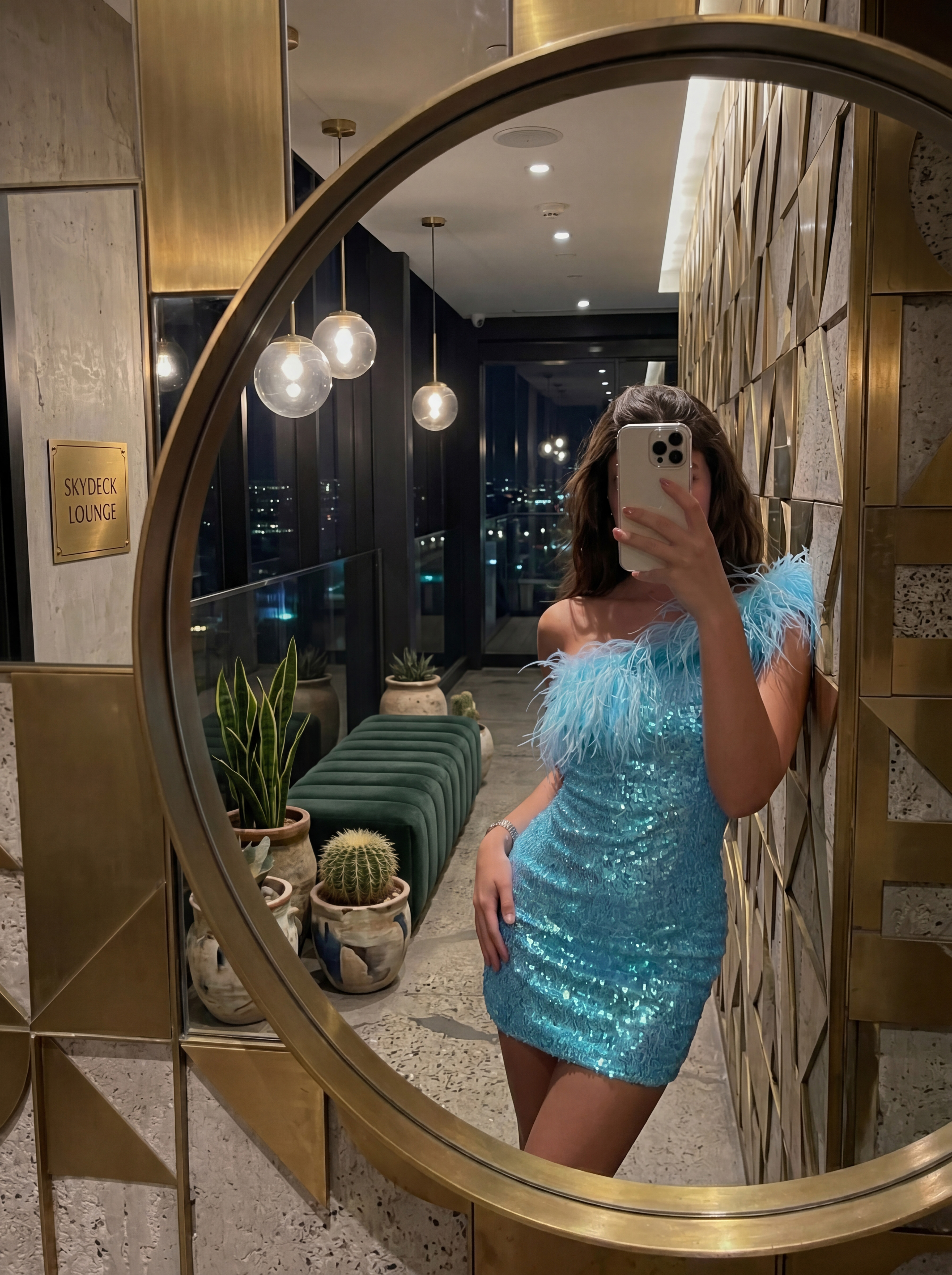 Blue Feather One Shoulder Sequin Homecoming Dress | Tight Bodycon Mini Party Dress for Graduation & Prom & Night Out
