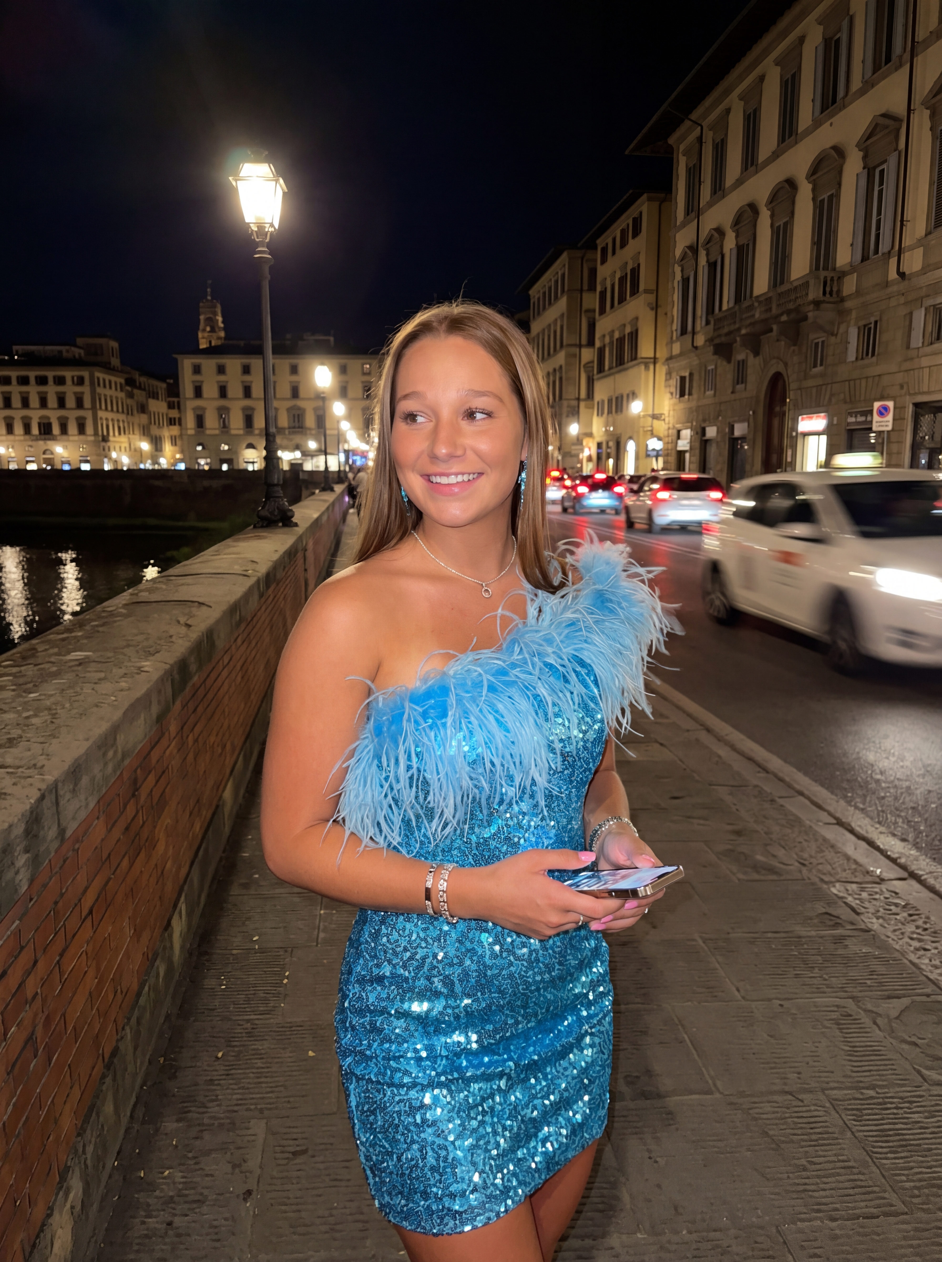 Blue Feather One Shoulder Sequin Homecoming Dress | Tight Bodycon Mini Party Dress for Graduation & Prom & Night Out