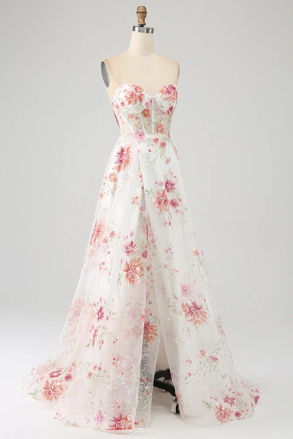 YYYHQ0389 Flower Embroidered Long Prom Dress