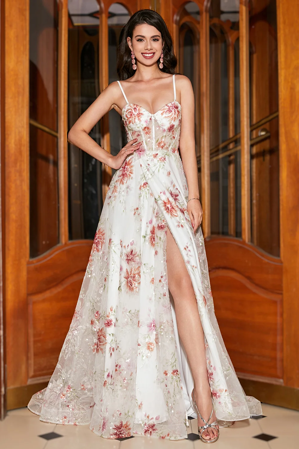 YYYHQ0389 Flower Embroidered Long Prom Dress