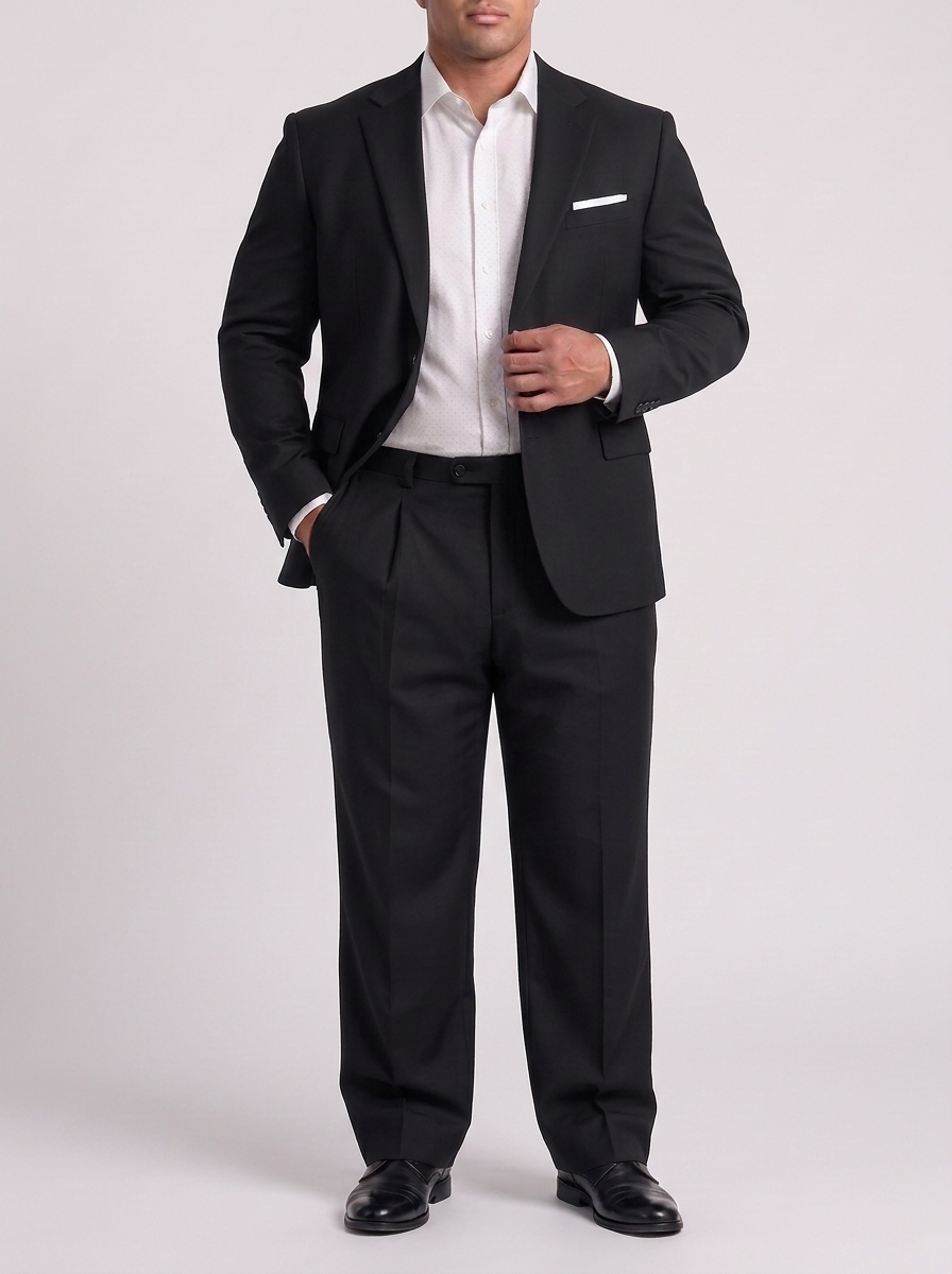 SKU - AR-BT-ST001-2R Men's Charcoal black Big & Tall 2-Piece Suit Set