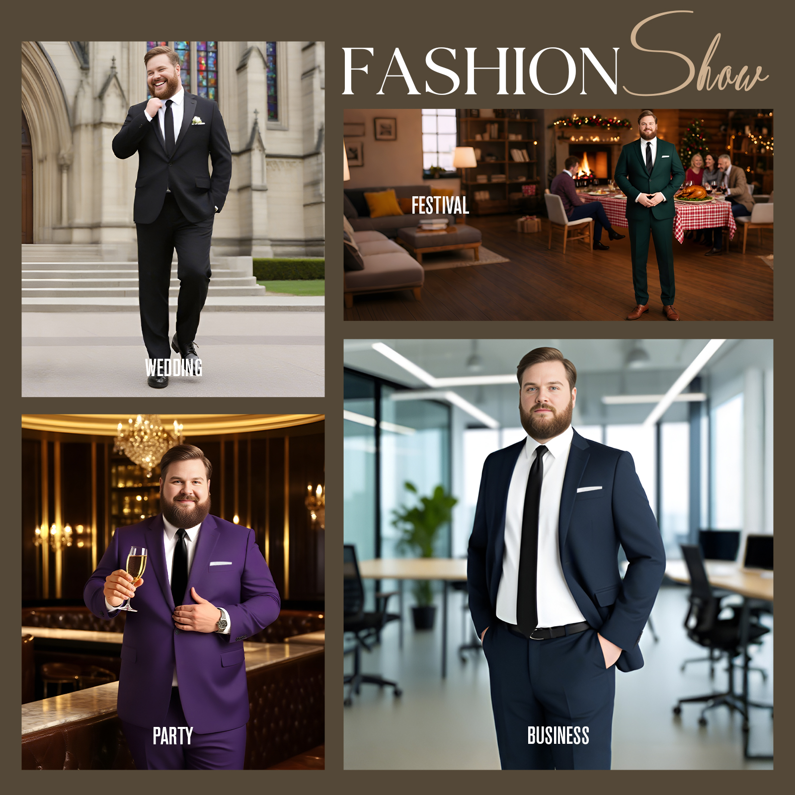Men's Big & Tall 2-Piece Suit Set - Single Button for Wedding, Business & Formal Occasions