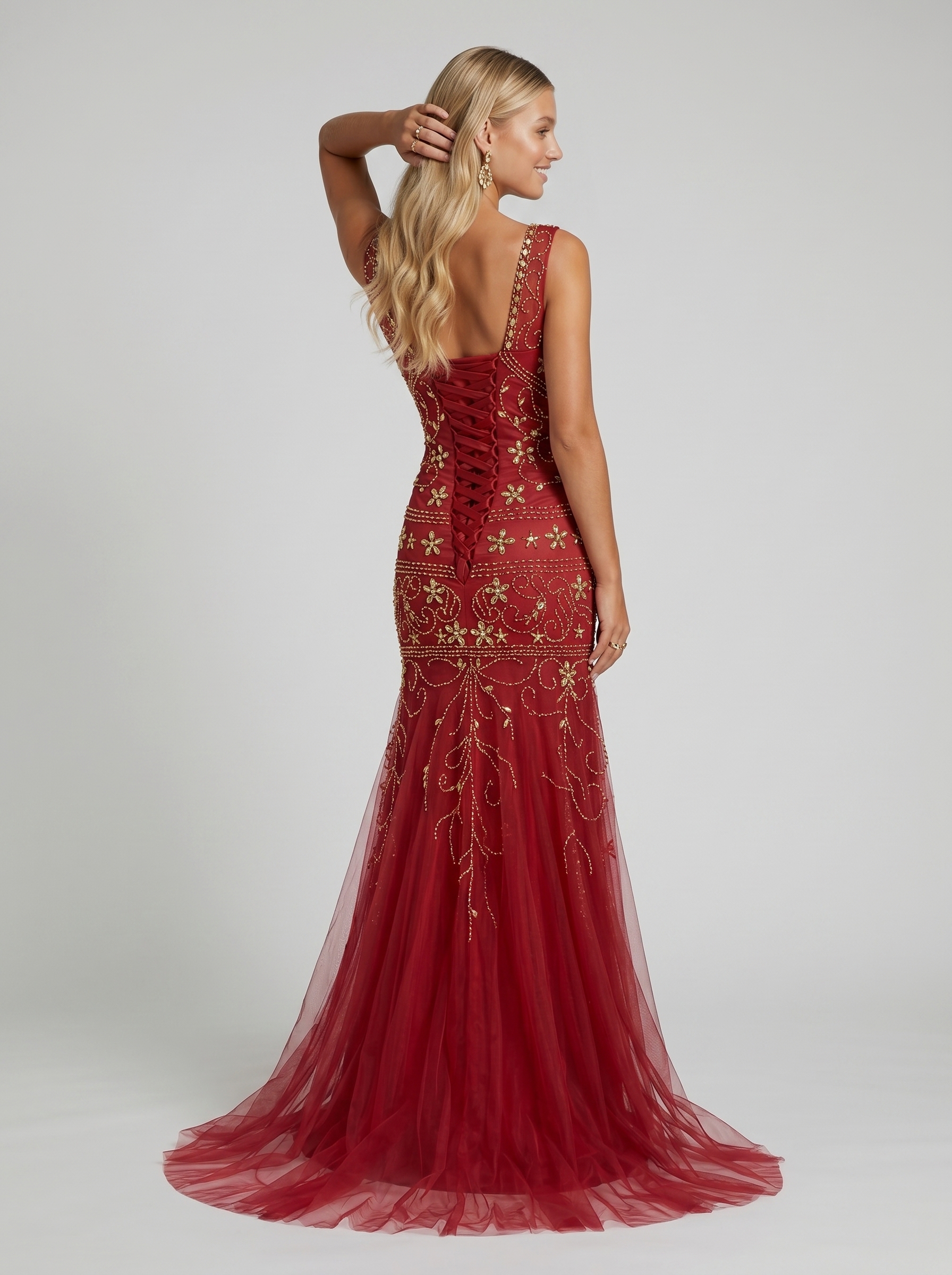 Luxury Sequin Mermaid Evening Dress - Formal Deep V-Neck Prom Gown with Baroque Beaded Embroidery