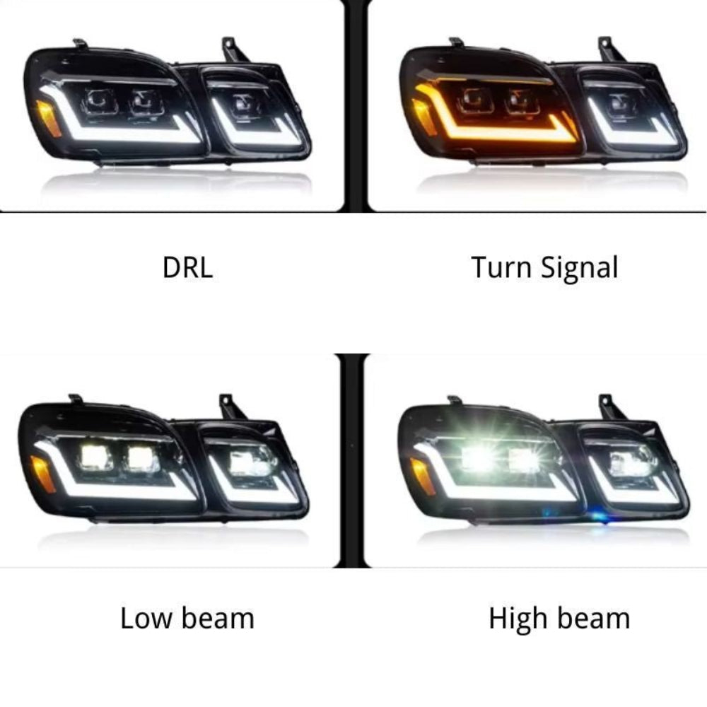 2003-2007 Lexus LX470 Smoked White LED Projector Headlights Assembly With Sequential Turn Signal