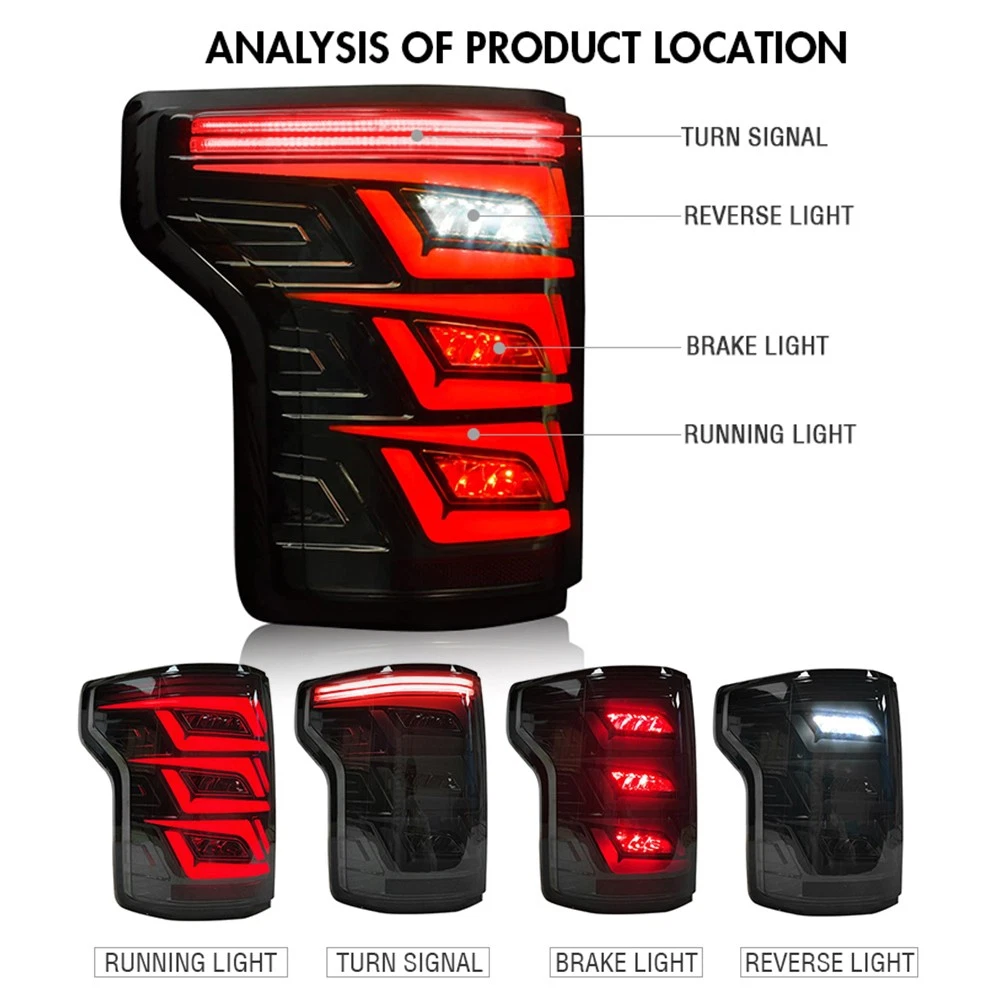 Pair For Ford F150 F-150 2015-2020 Full LED Tail Lights Rear Lamps w/Animation