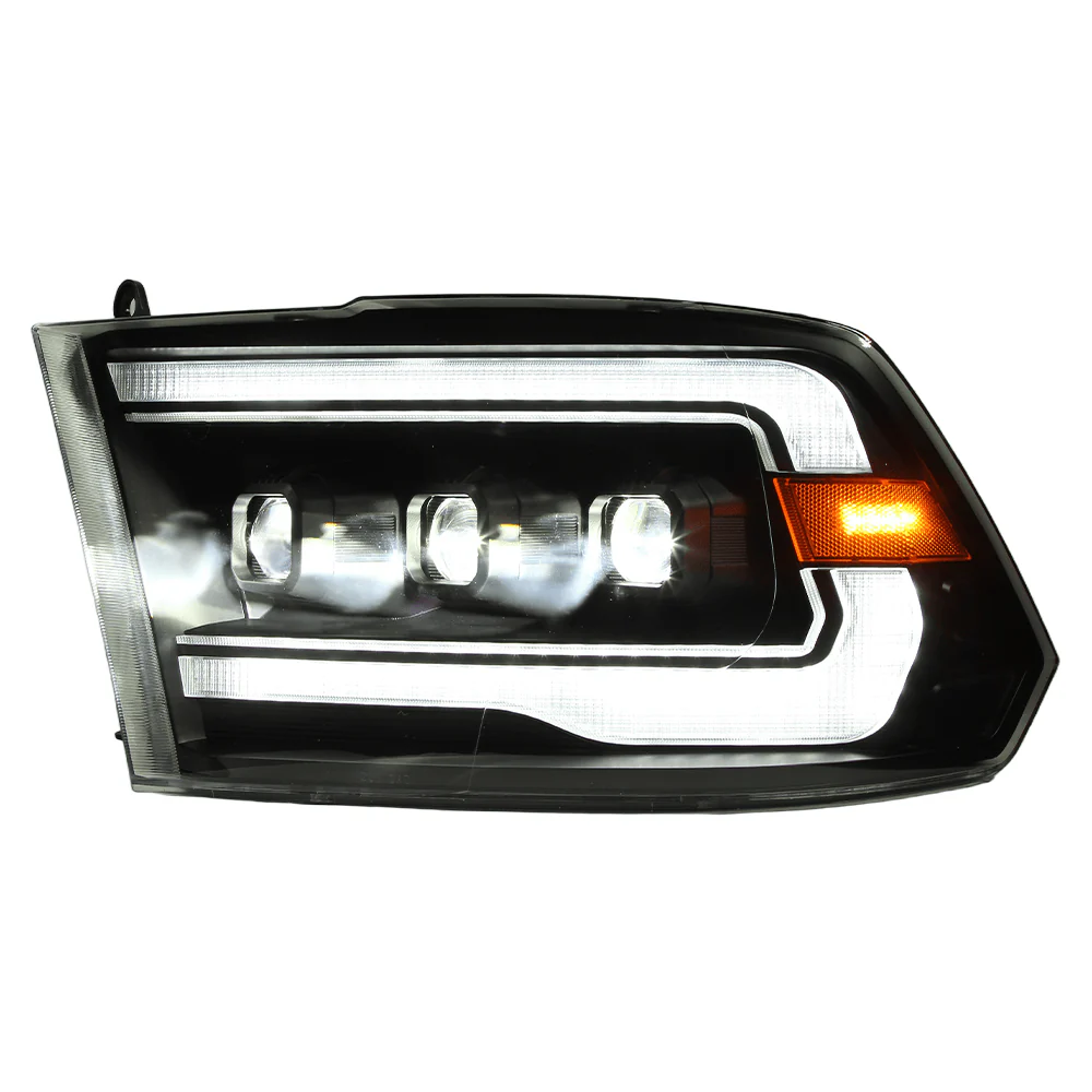 09-18 Dodge Ram 1500 2500 3500 Triple LED Projector Headlights Assembly With Sequential Turn Signal