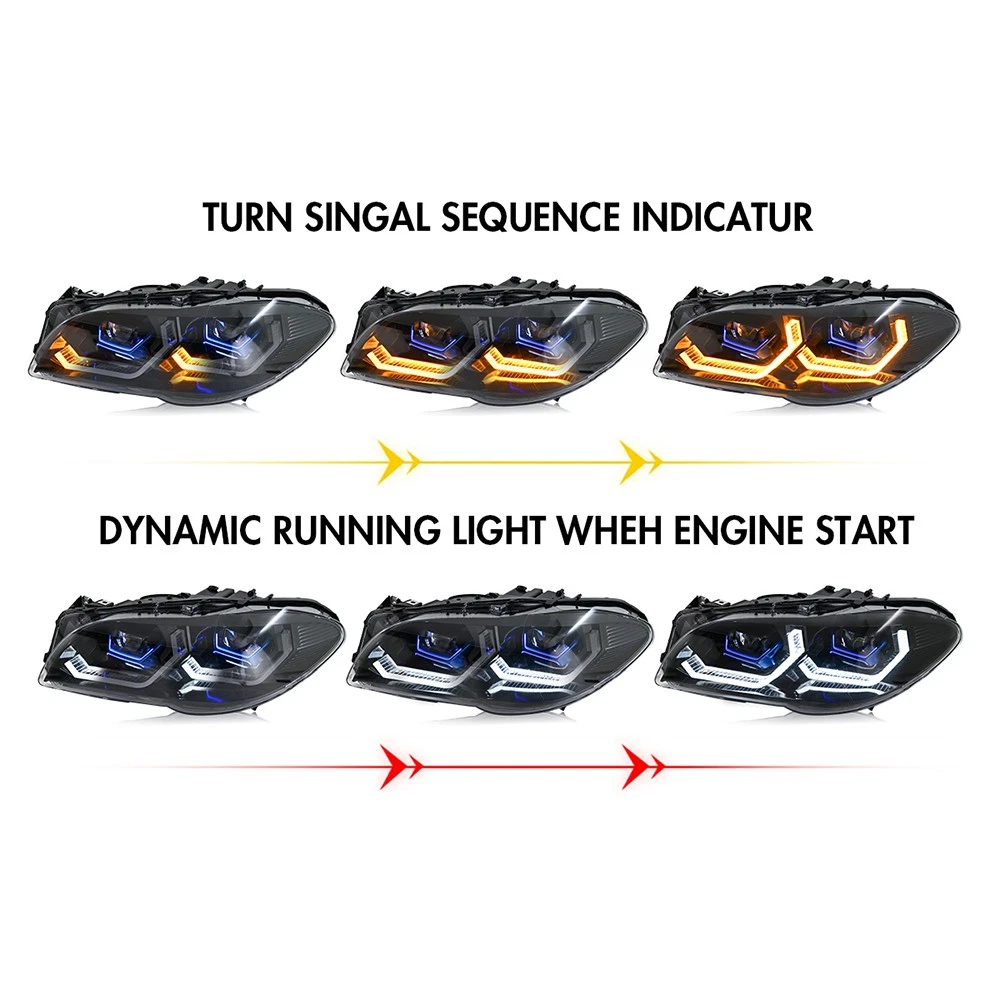 Full LED Headlights For BMW 5 Series F10 F11 2010-2013 Halogen 528i 535i LH&RH