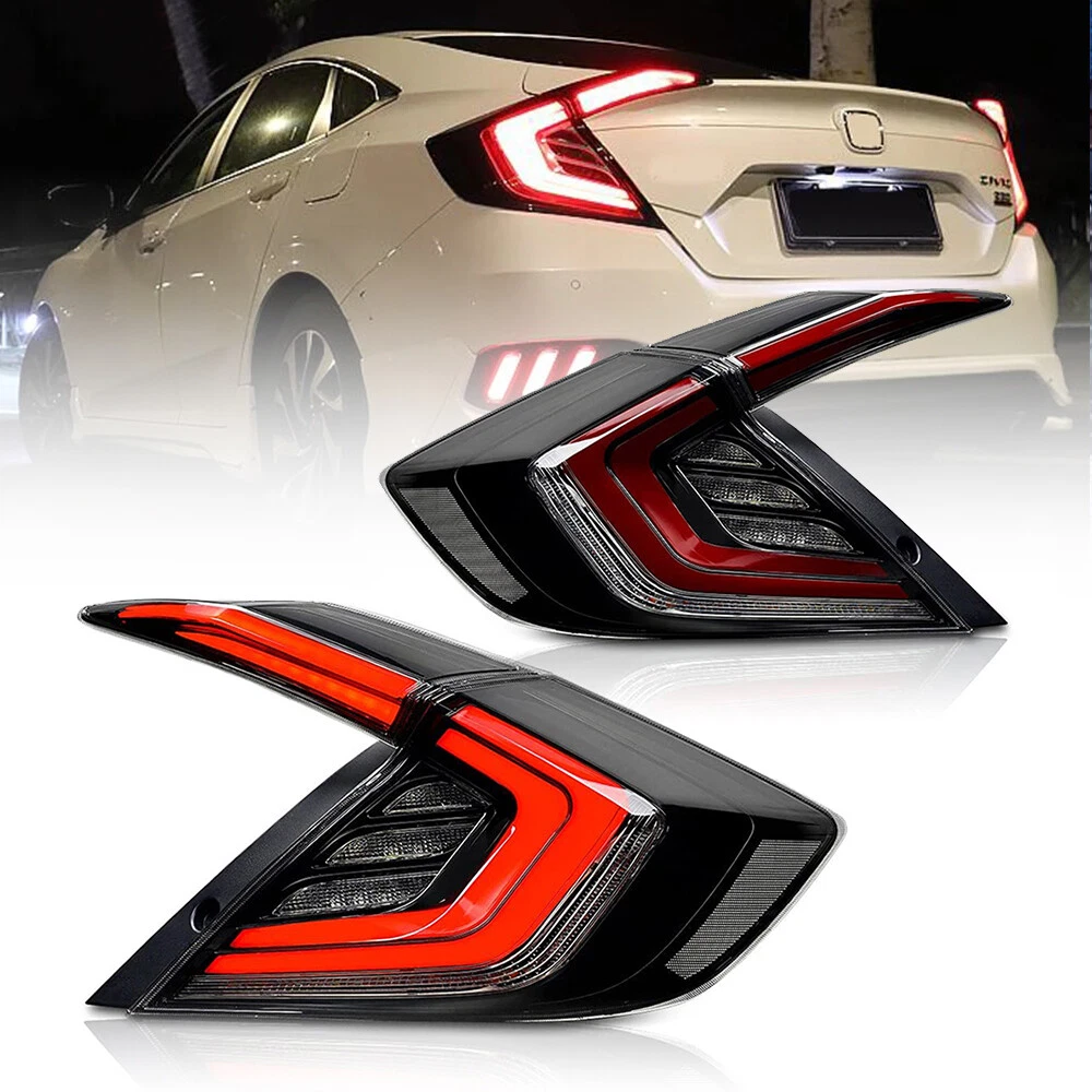 LED Tail Lights For Honda Civic Sedan 2016-2021 Sequential Signal Rear Lamps