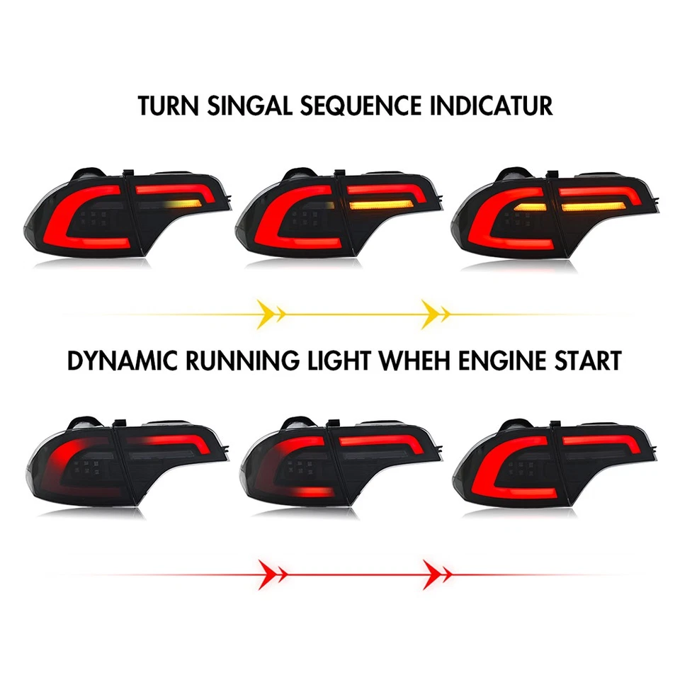 Full LED Tail Light For Honda Civic Sedan 4-Door 2006-2011 Rear Lamp Sequential