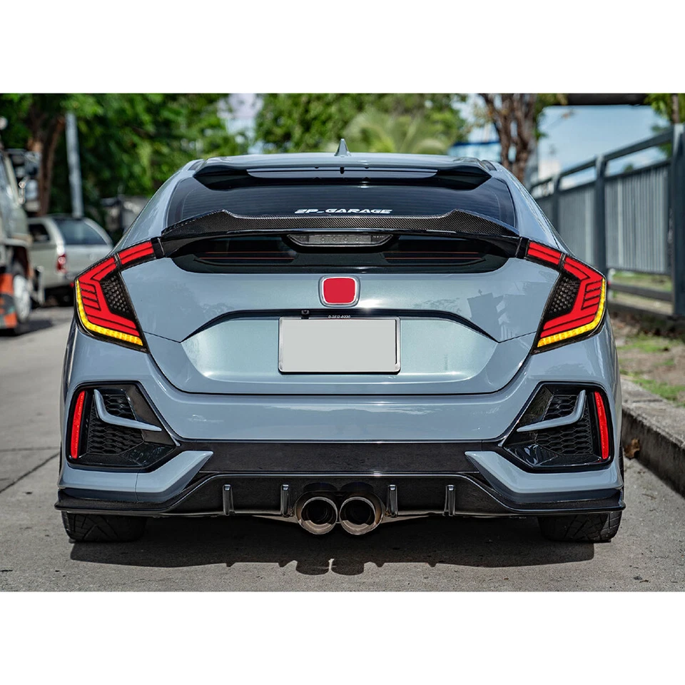 Pair LED Tail Lights For Honda Civic Hatchback 2016-2021 Sequential Rear Lamps