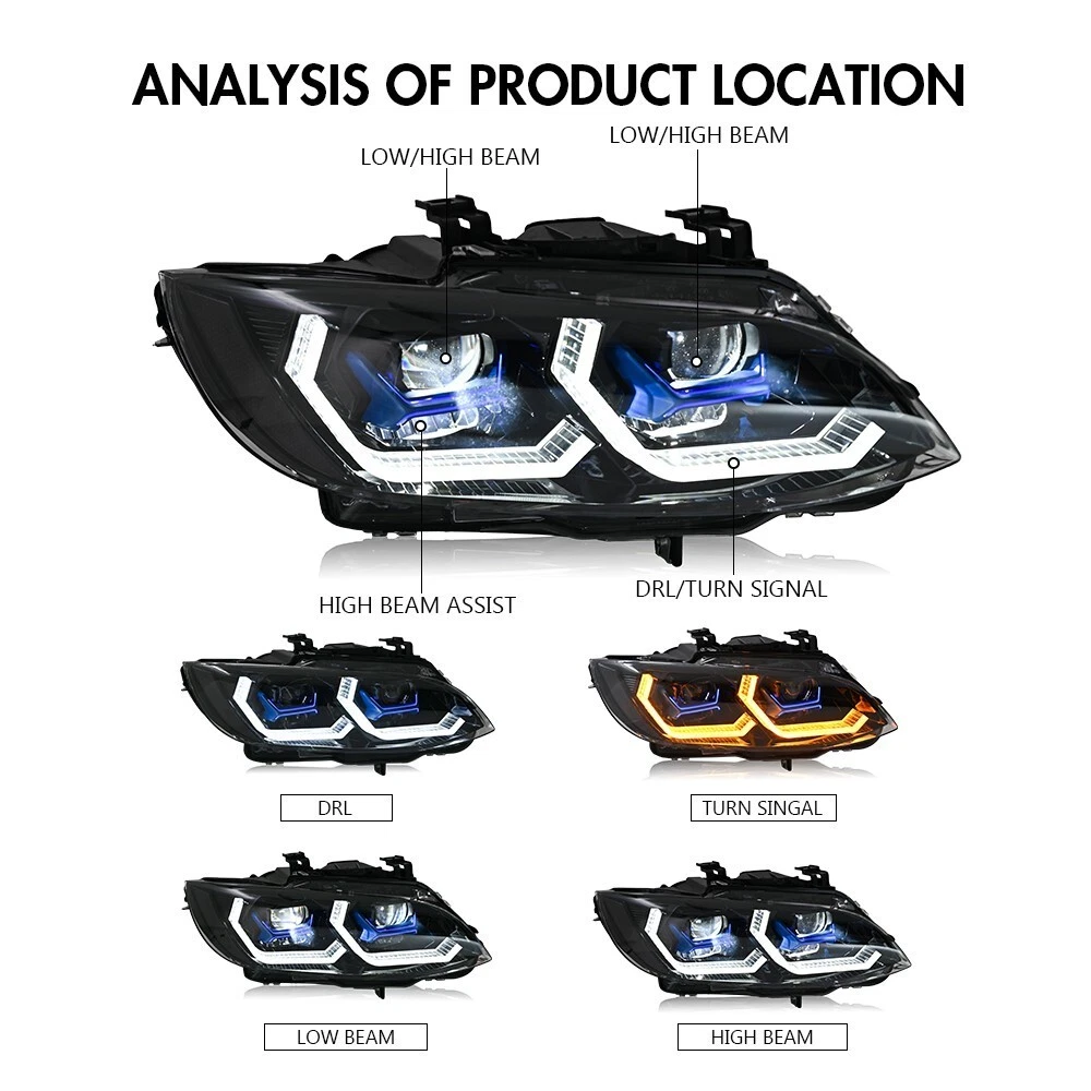 LED Sequential Headlight For BMW 3 Series E92 E93 2-Door 2007-2010 Head Lamps