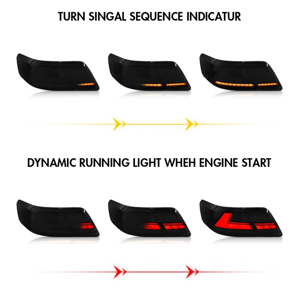 Left&Right LED Tail Lights For 2007-2011 Toyota Camry CE XLE Smoked Rear Lamps