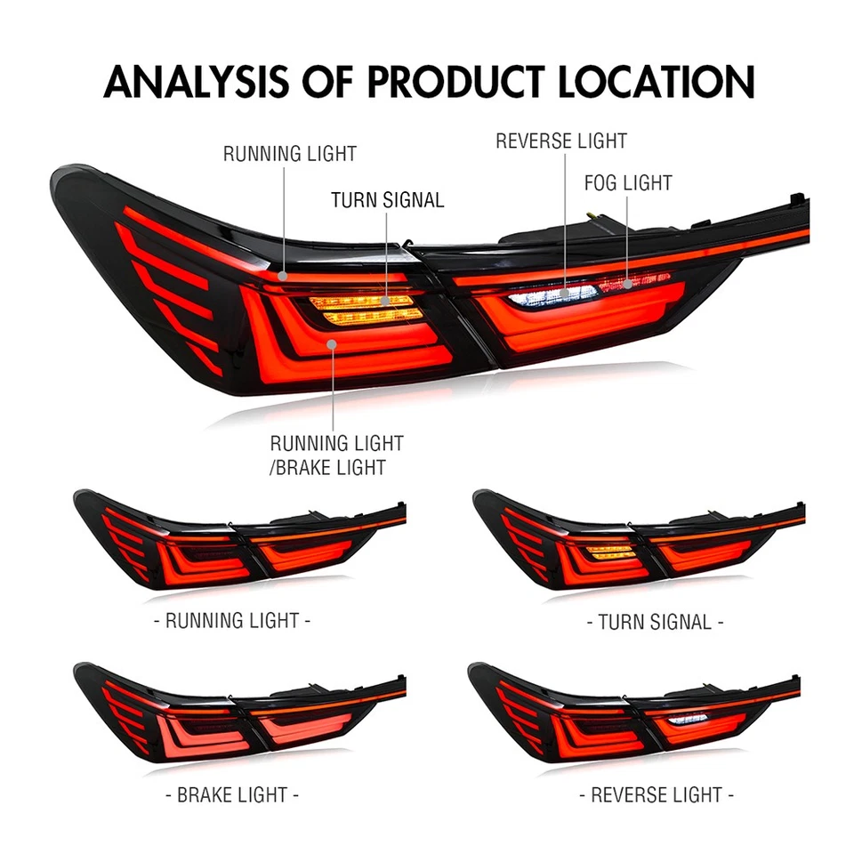 LED Tail Lights & Trunk Bar Fit for Toyota Camry 2018-2023 Animation Rear Lamps