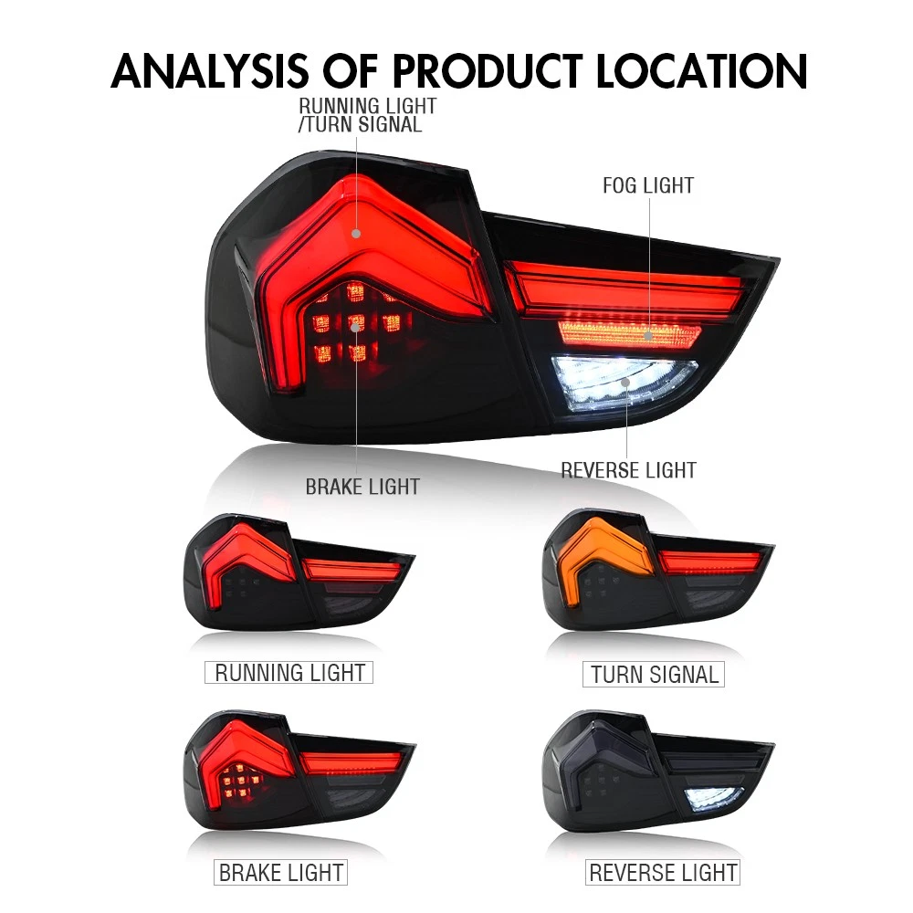 For 2009-2012 BMW E90 3 Series Sedan LED Tail Lights Sequential Assembly 1 Pair
