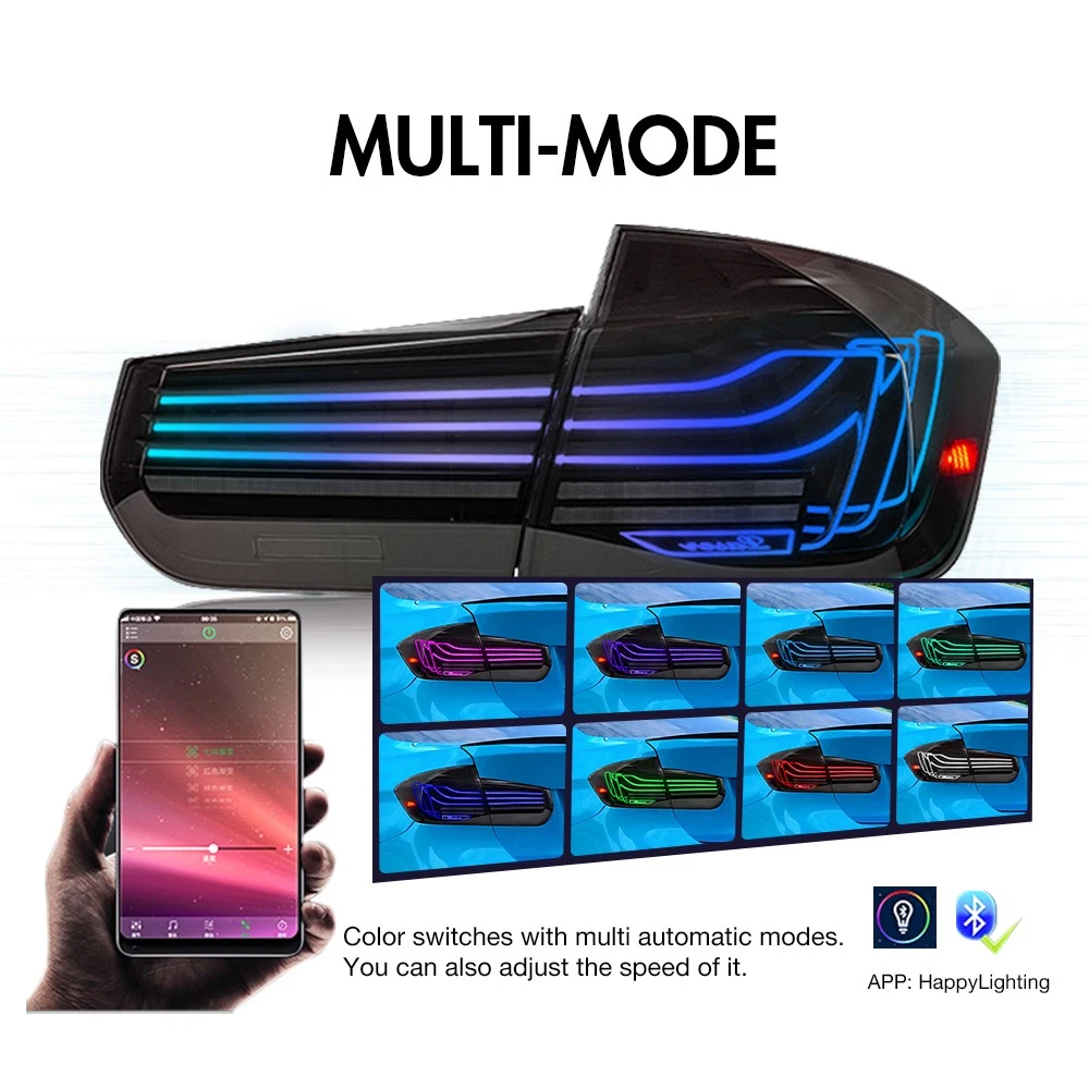 RGB LED Tail Lights For 2013-2018 BMW 3-Series F30 F80 M3 Sedan Rear Lamps LH+RH