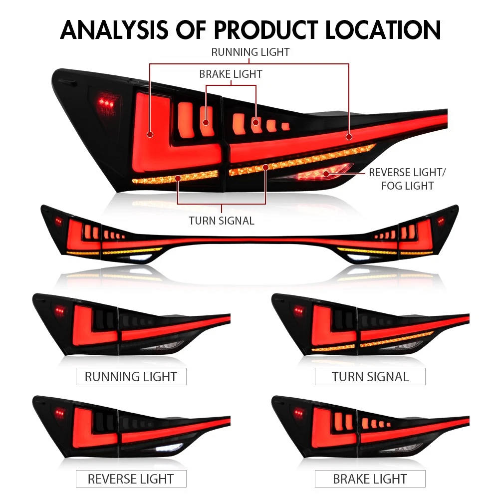 Somked Full LED Tail Lights for Lexus GS350 GS200t GSF 2012-2020 Rear Lamps Pair