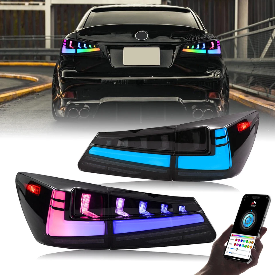 RGB LED Tail Lights For Lexus IS250 IS350 ISF 2006-2013 Sequential Rear Lamps