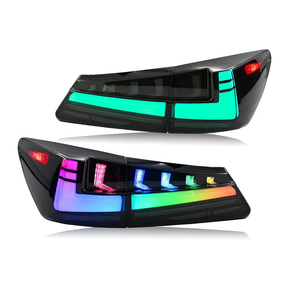 RGB LED Tail Lights For Lexus IS250 IS350 ISF 2006-2013 Sequential Rear Lamps