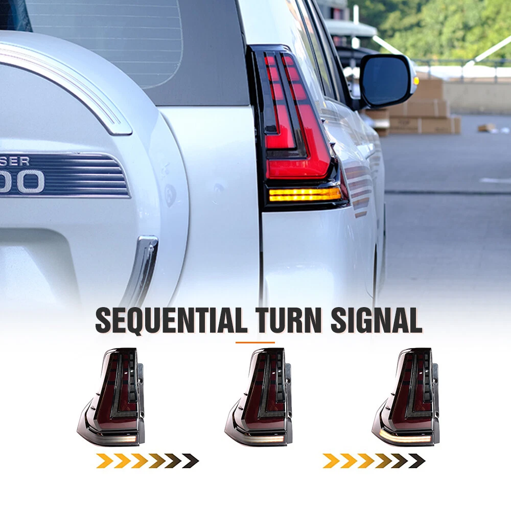 Full LED Tail Lights Smoke For Toyota Land Cruiser Prado 2010-2021 Lexus GX460