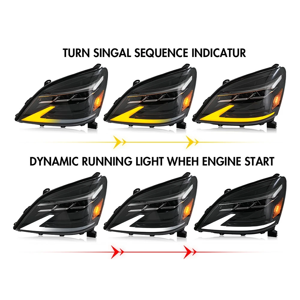 2x LED Sequential Headlights For Lexus GX470 2003-2009 Front Head Lamps Assembly