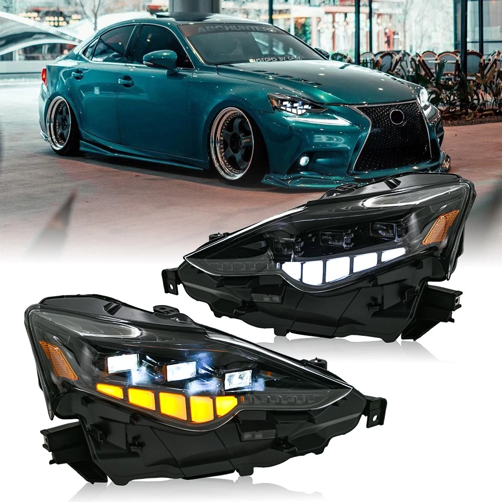 Pair LED DRL Headlights For Lexus IS250 IS350 2014-2016 XE30 Front Lamp Assembly
