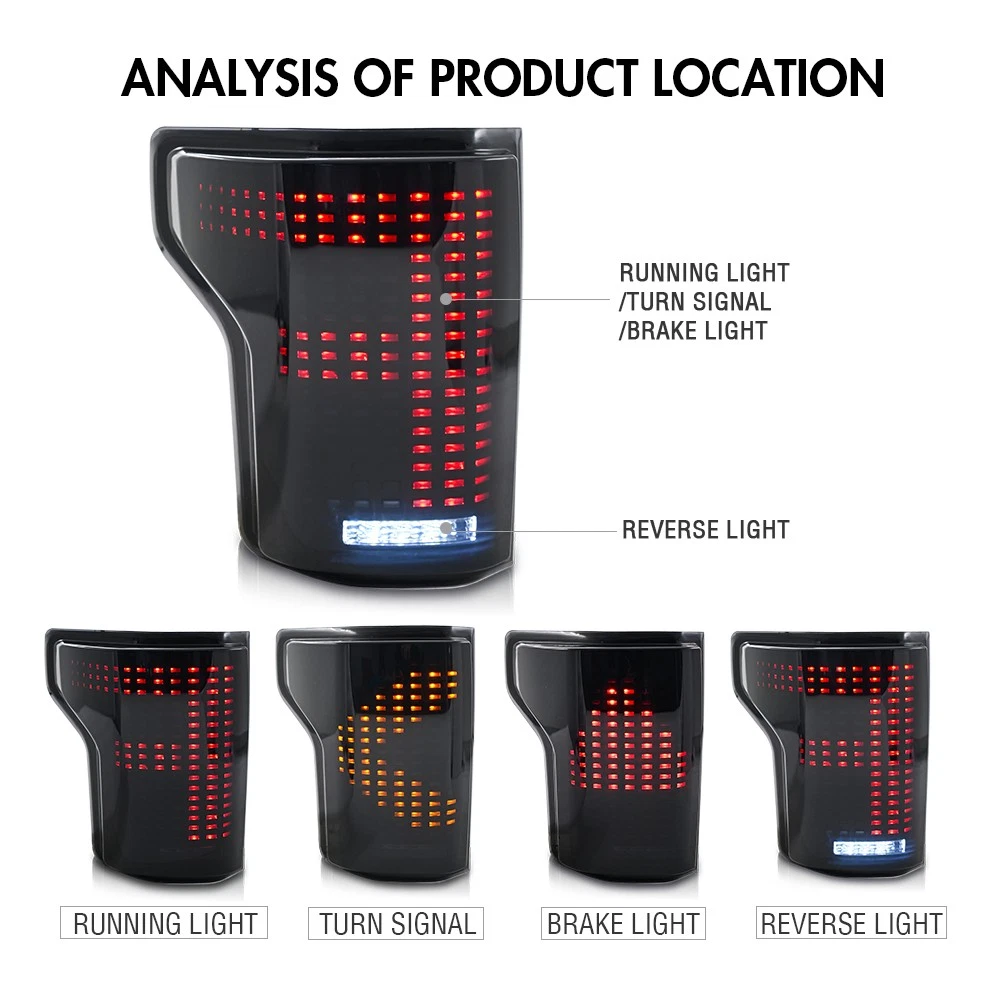 Full LED Tail Lights For Ford F-150 Pickup 2015-2020 Start Animation Rear Lamps