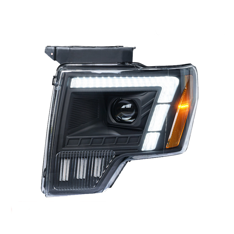 12V New LED Headlights for F-150/F-150 Raptor 2009-2014 F Design Front Lamp with Sequential Turn Signal