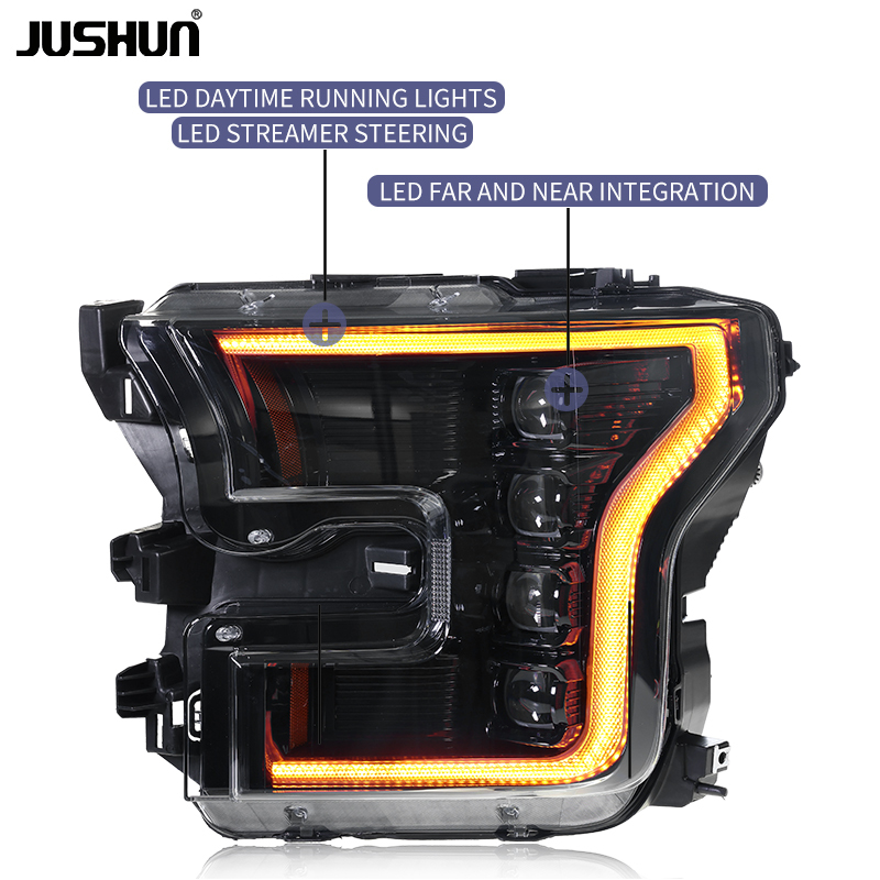 Ford F-150 Raptor Headlights 2015-2020 - US Version - Modified with LEDs - 4 Lenses - F-150 Headlights