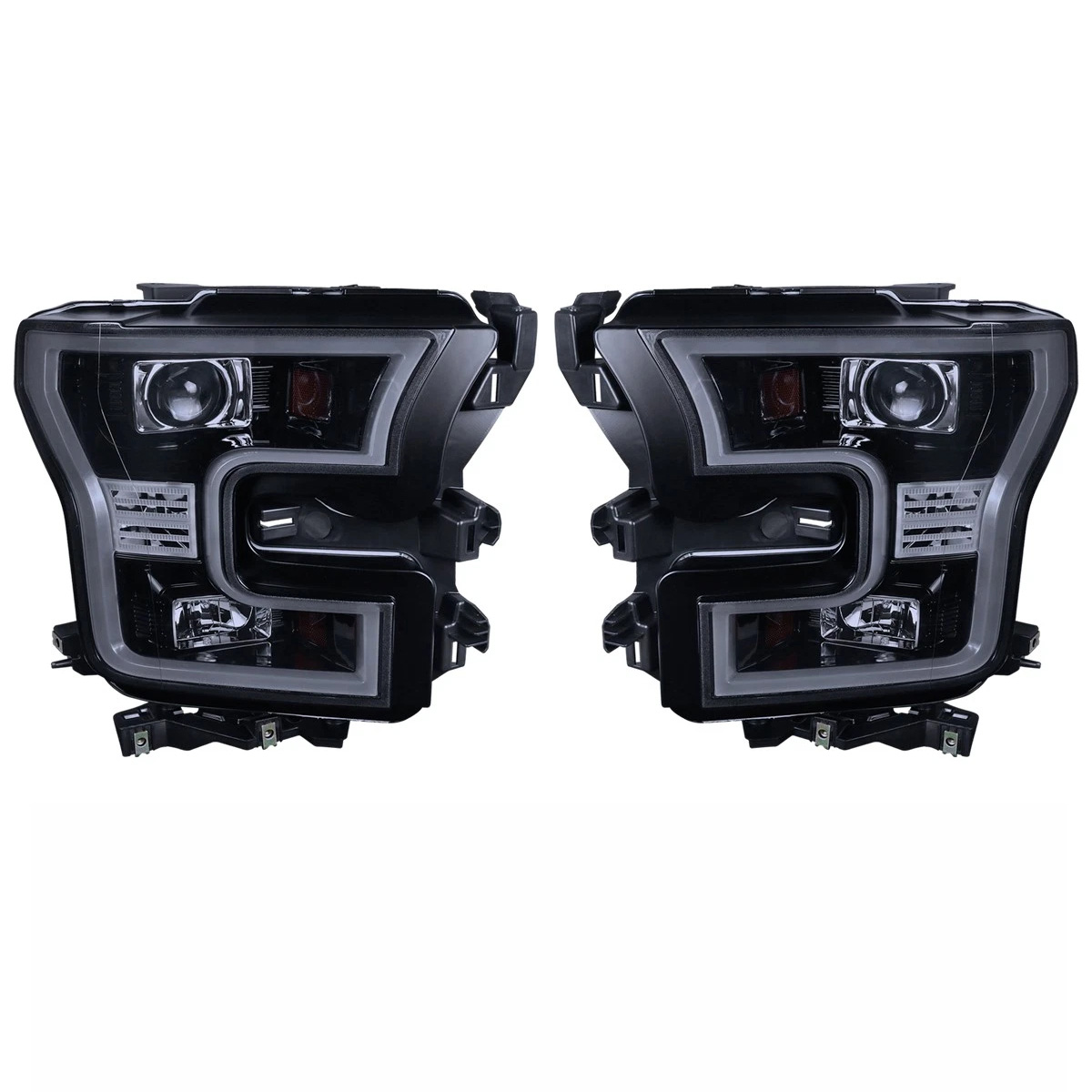 Smoke projection headlights are suitable for 2015-2017 Ford F-150 LED strip headlights (left + right).