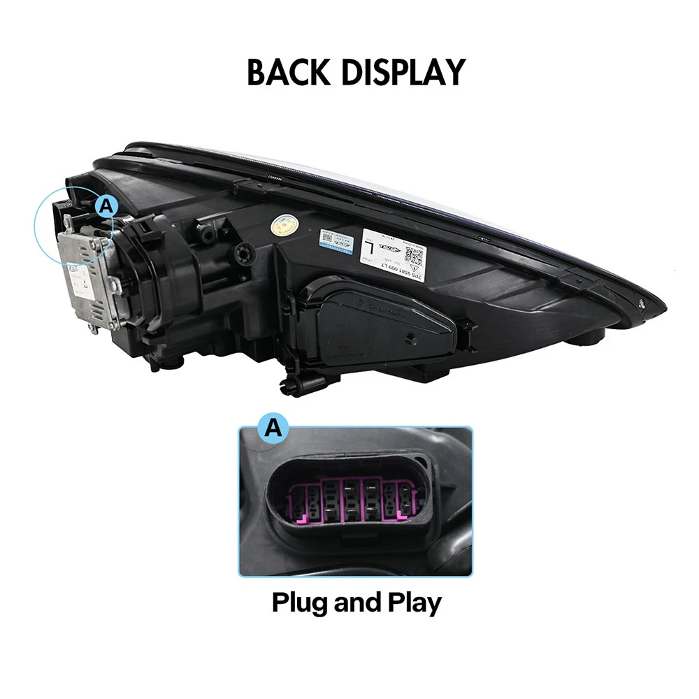 Pair Headlights For Porsche Cayenne 2011-2014 Full LED Front Head Lamps Assembly