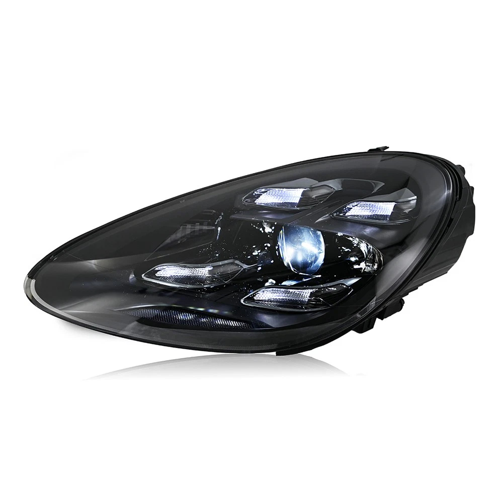 Pair Headlights For Porsche Cayenne 2011-2014 Full LED Front Head Lamps Assembly