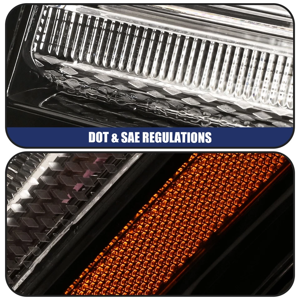 Halogen Headlamps For 2015-2020 GMC Yukon w/ LED DRL Factory Headlights